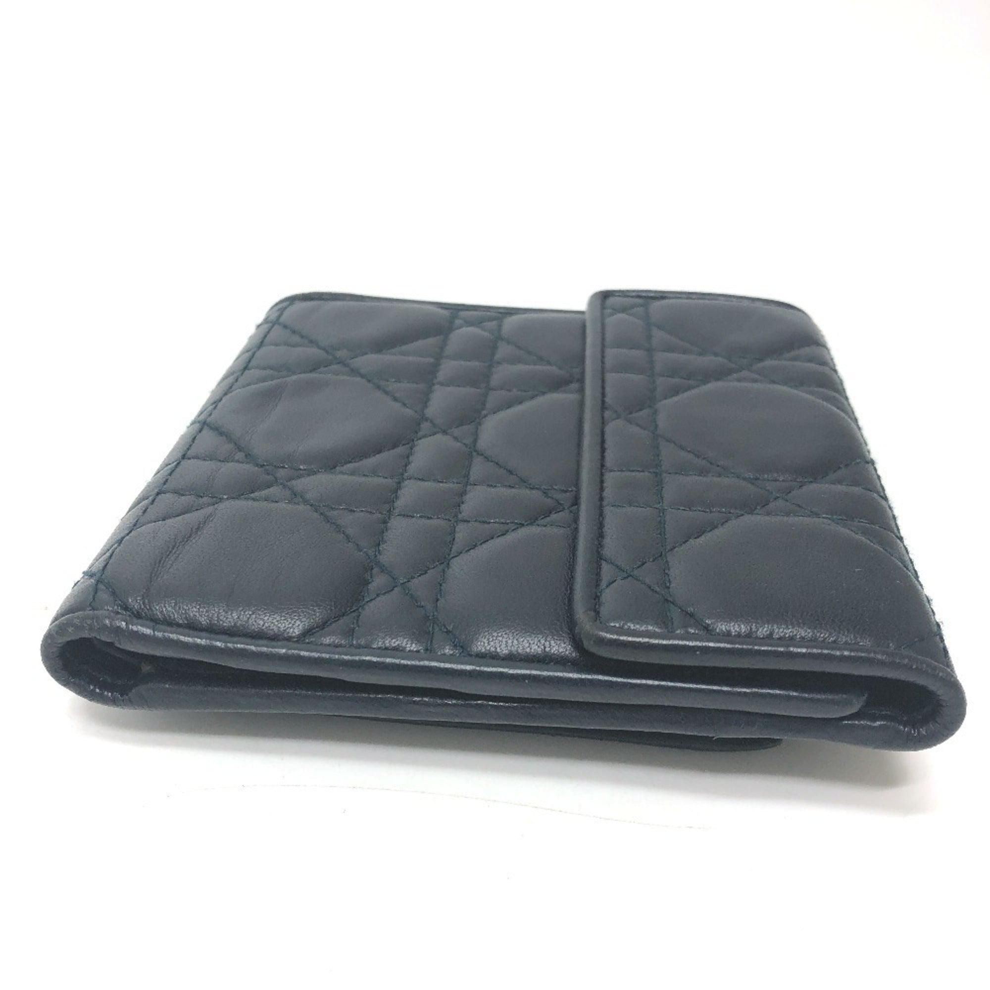 Christian Dior Cannage/Lady Dior Navy Leather Coin Purse/Coin Case ()