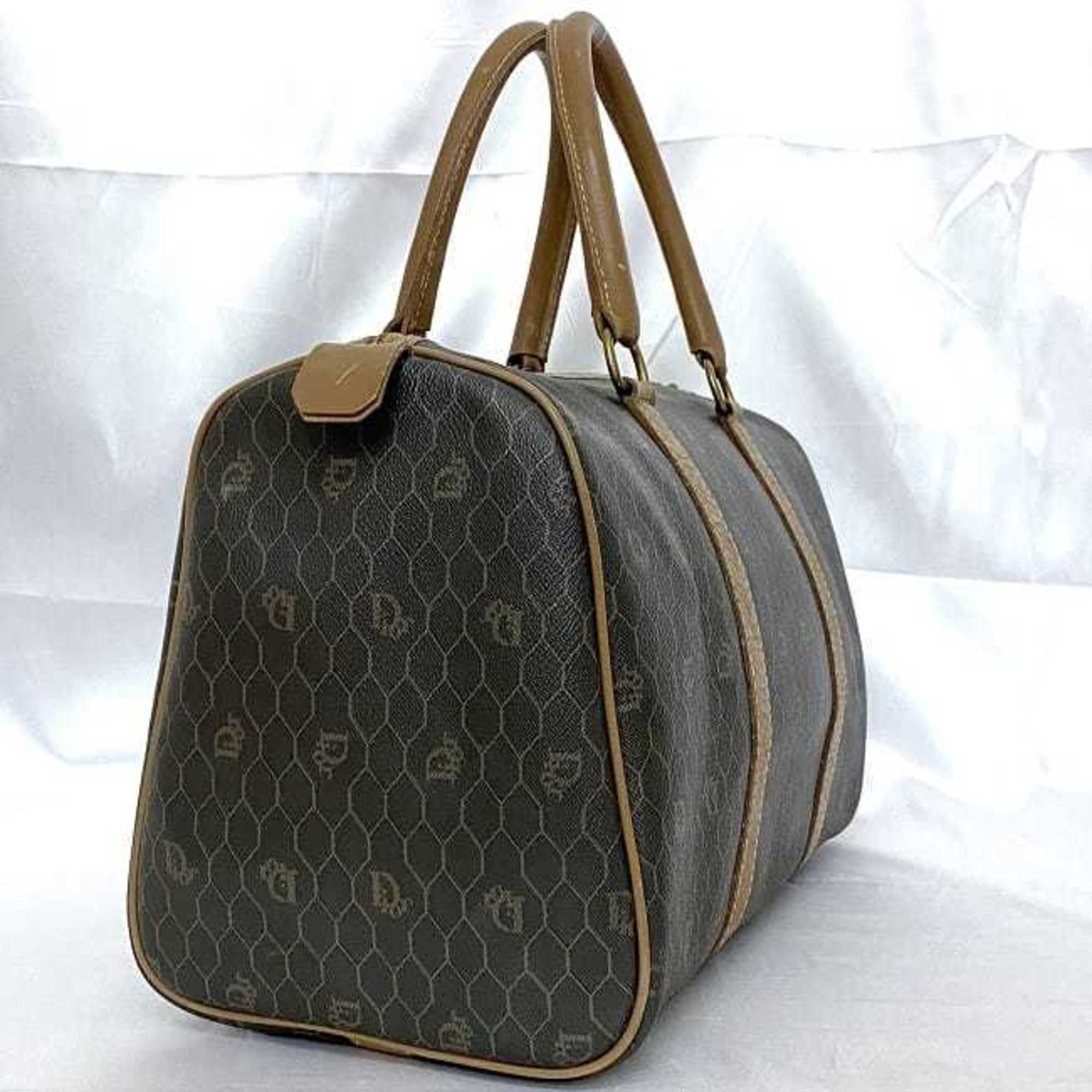 Christian Dior Brown Gray Pvc Leather Boston Bag ()