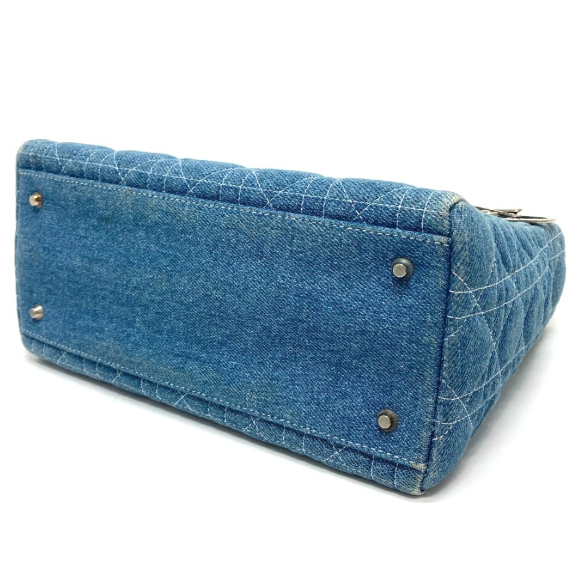 Christian Dior Lady Dior Blue Denim Handbag Shoulder Bag ()