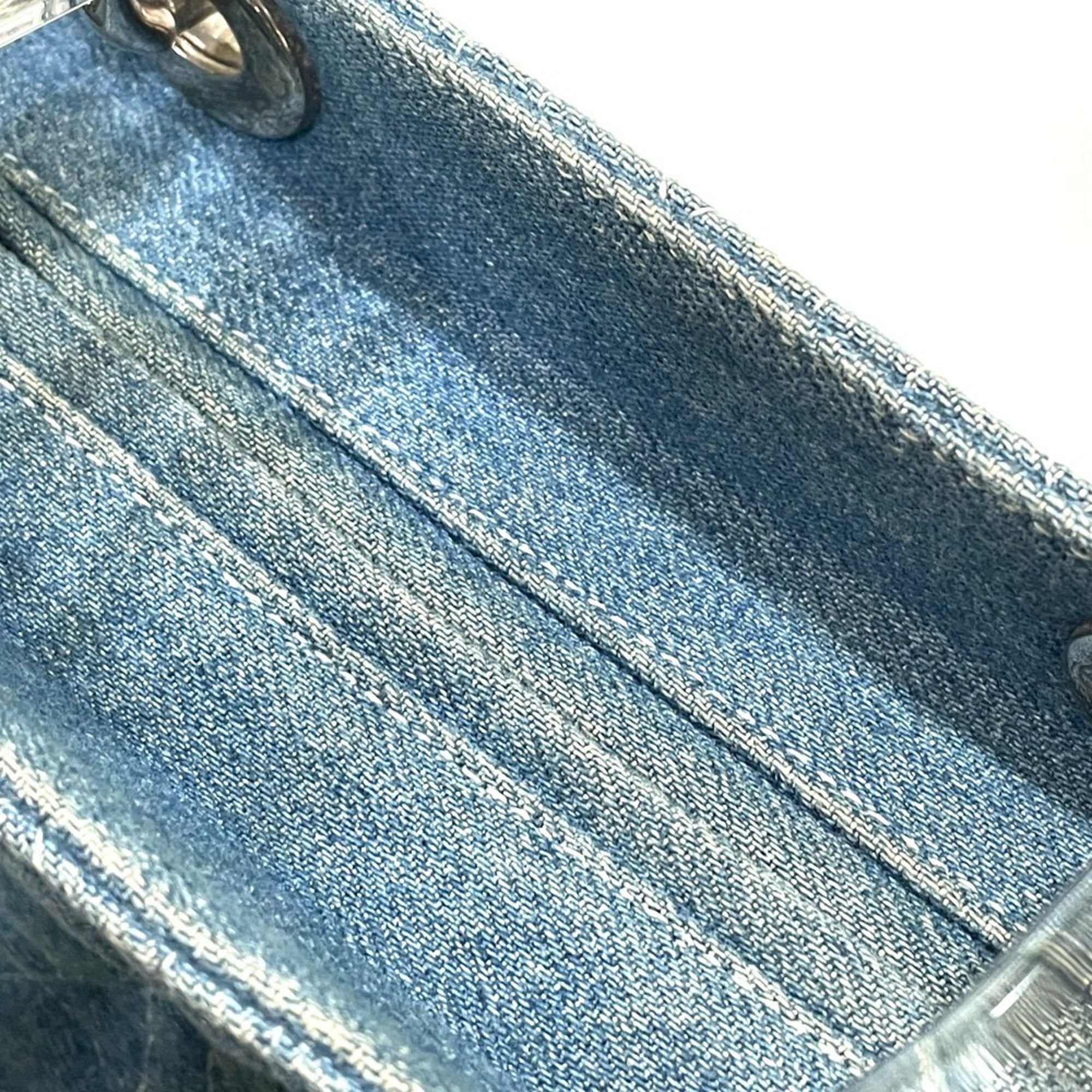 Christian Dior Lady Dior Blue Denim Handbag Shoulder Bag ()