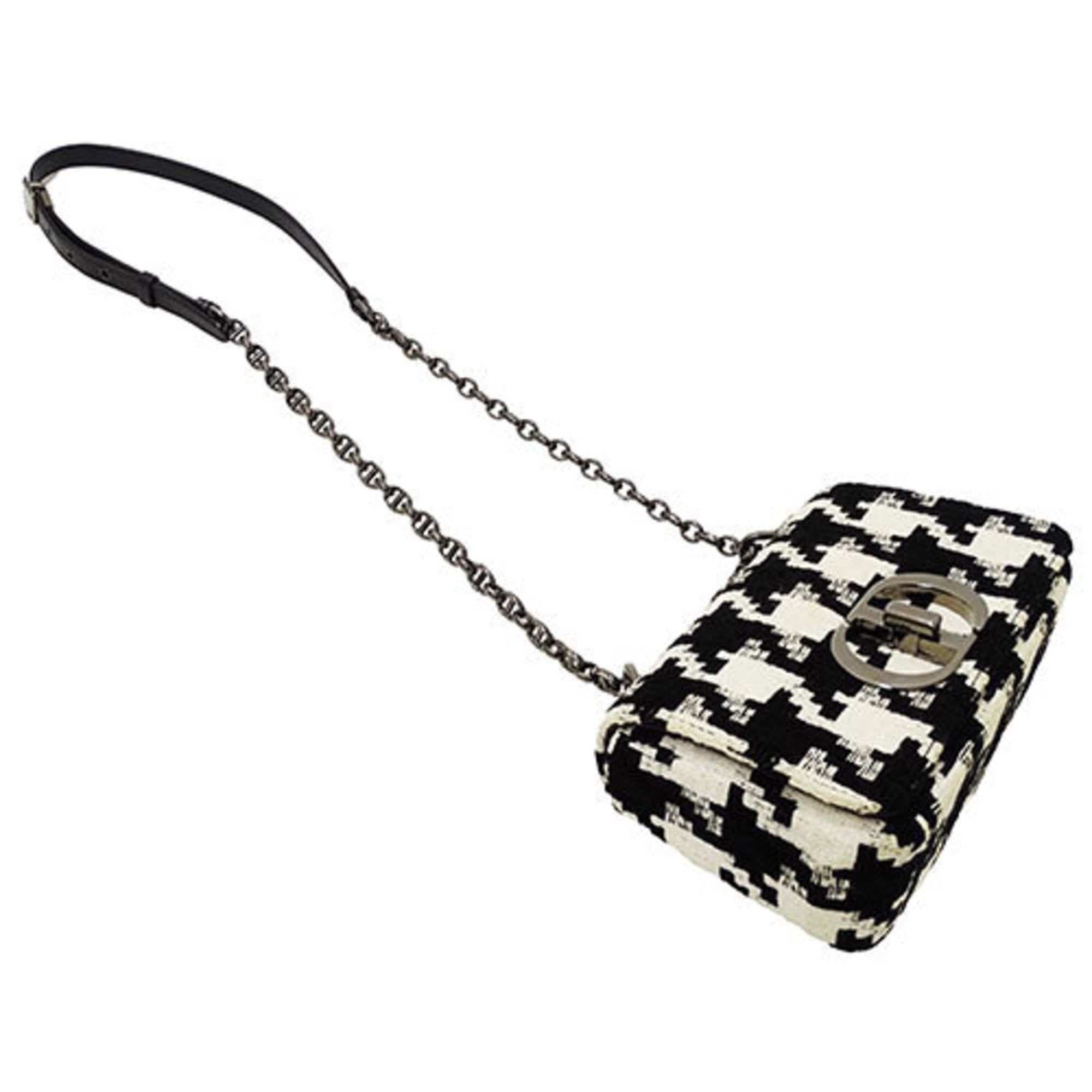 Christian Dior Black White Canvas Shoulder Bag ()