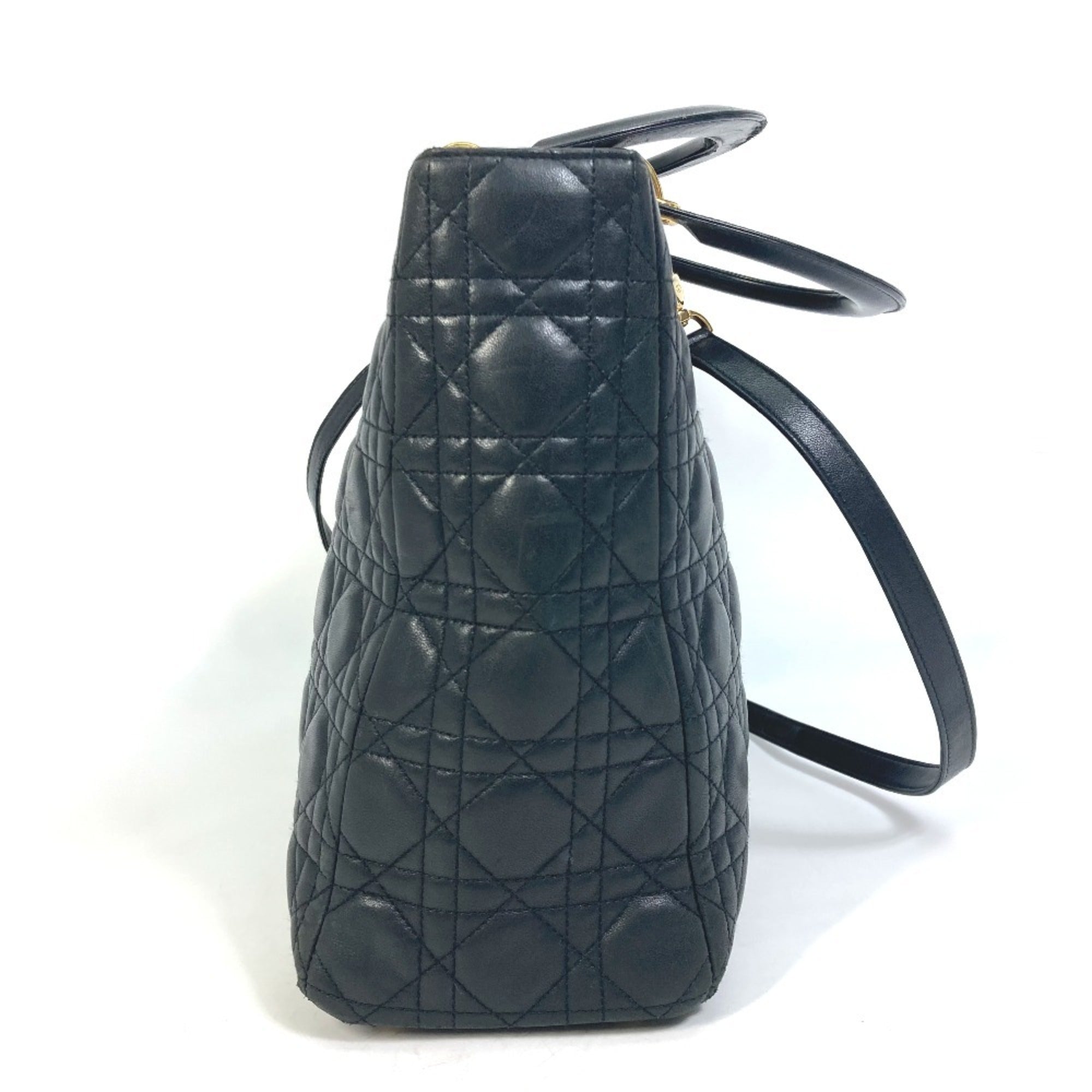Christian Dior Black Leather Handbag Shoulder Bag ()