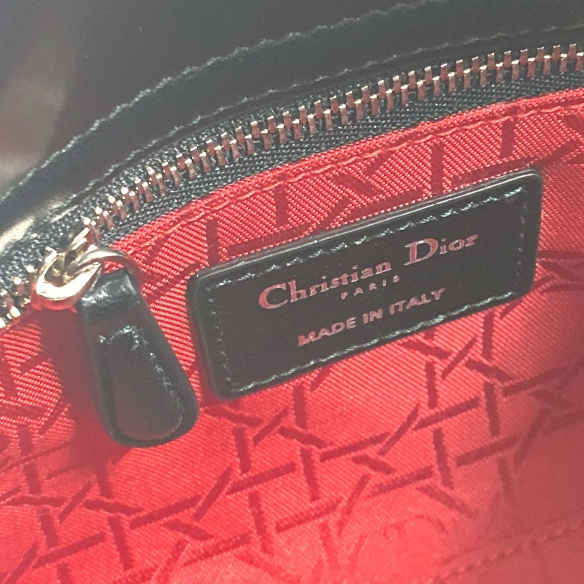 Christian Dior Lady Dior Black Leather Shoulder Bag ()