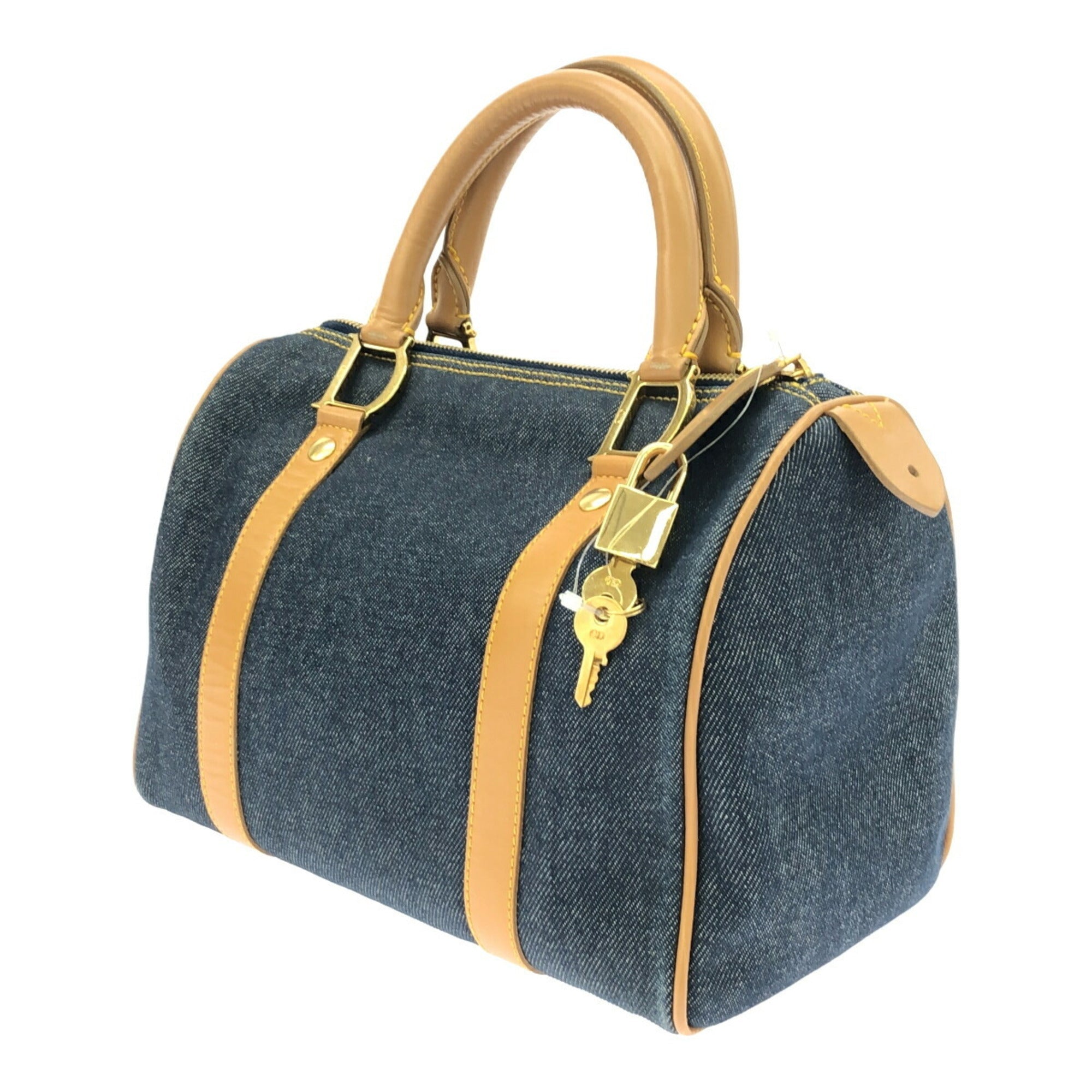 Christian Dior Blue Cotton Leather Boston Bag ()