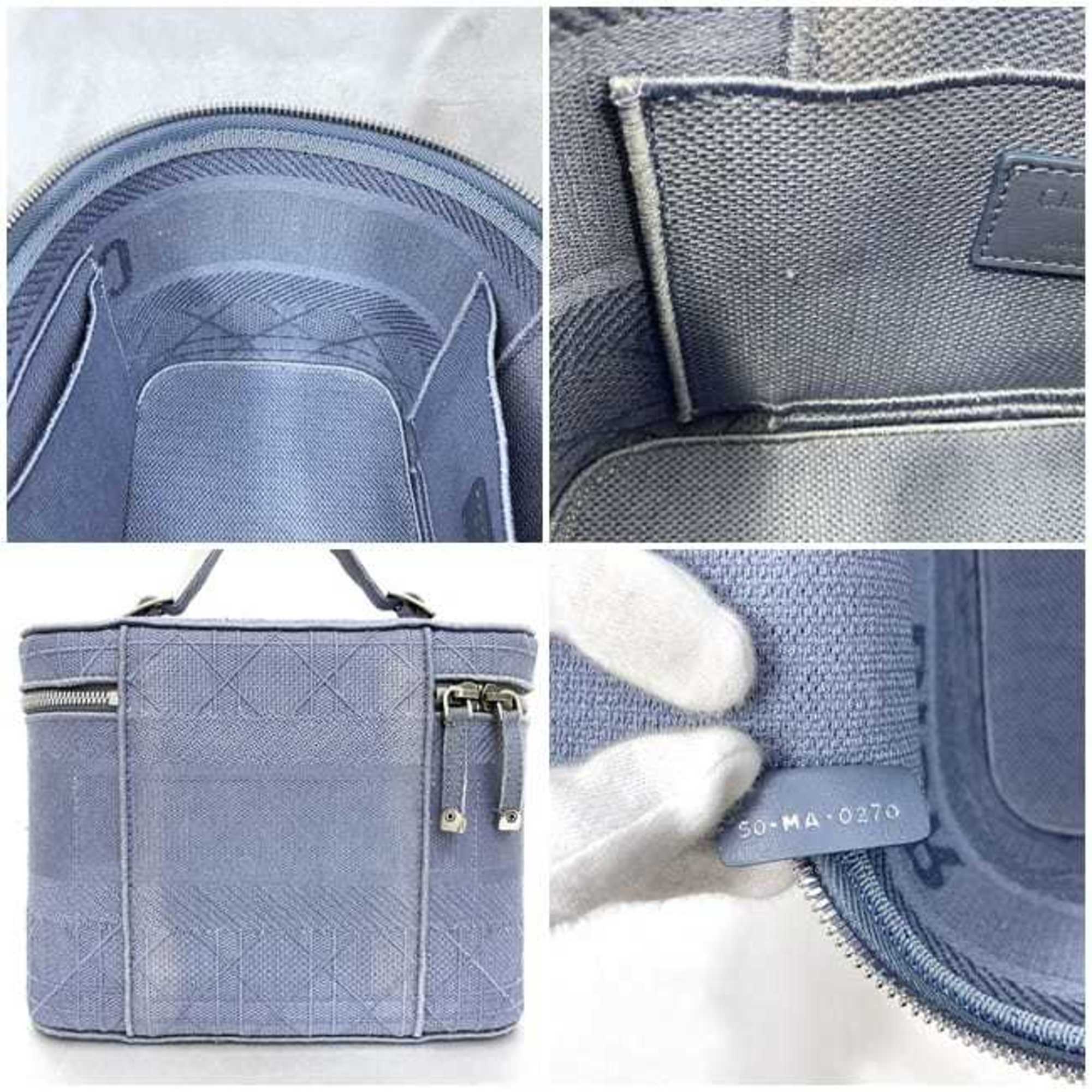 Christian Dior Light Blue Canvas Handbag Vanity Bag ()