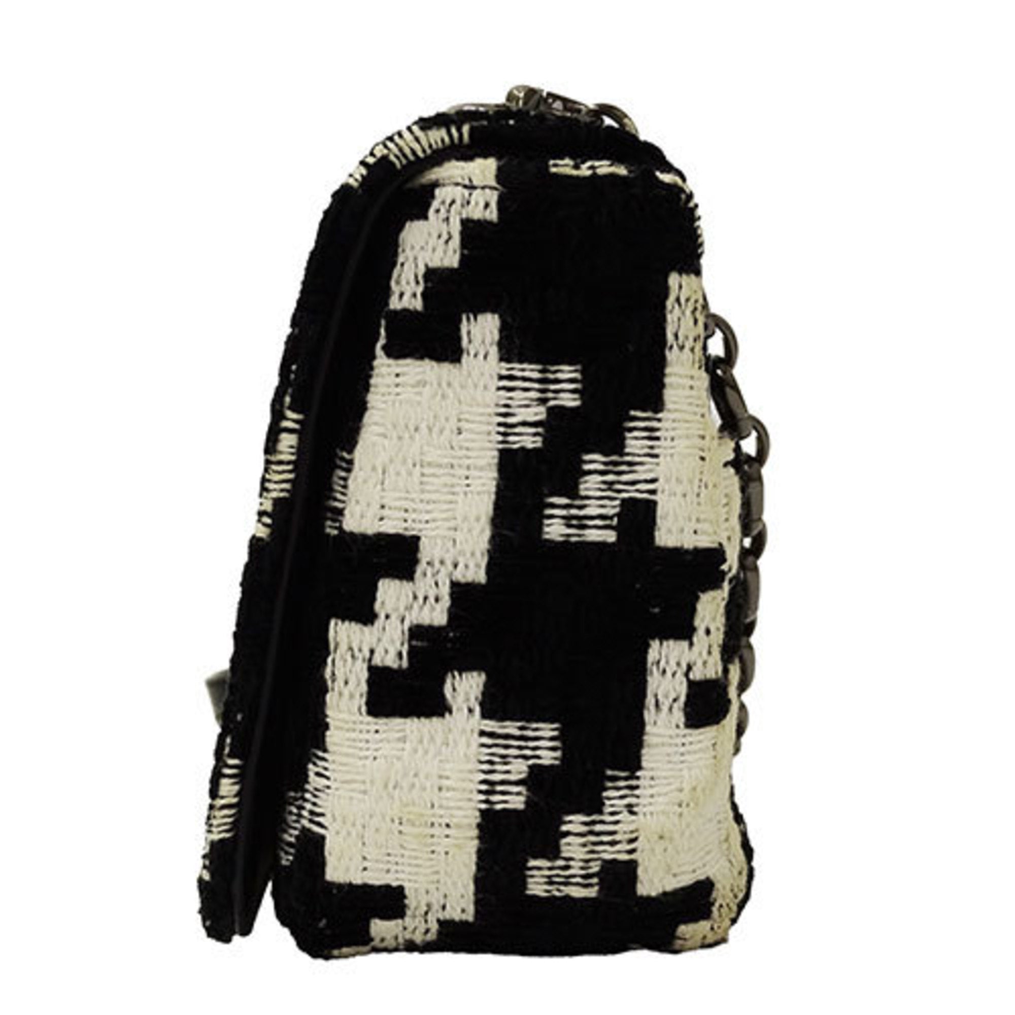 Christian Dior Black White Canvas Shoulder Bag ()