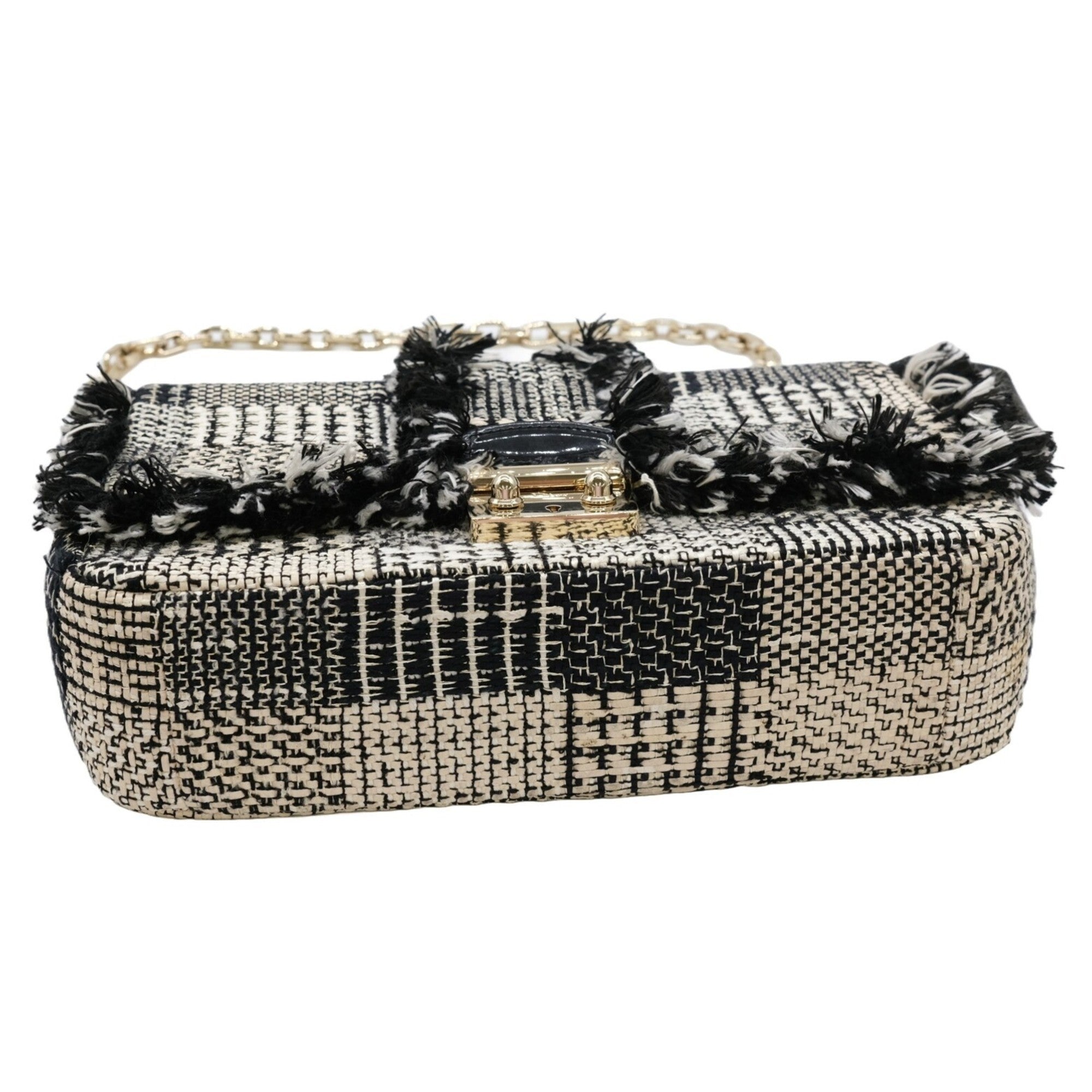 Christian Dior Black White Tweed Shoulder Bag ()