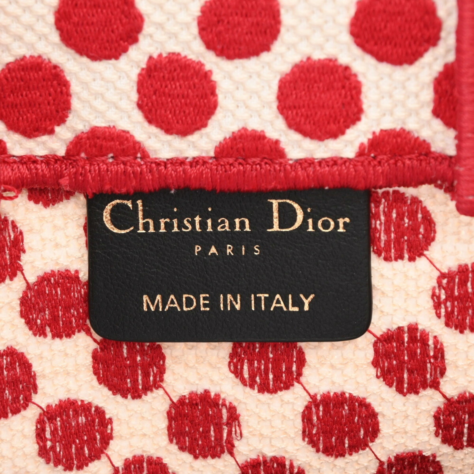 Christian Dior Red Color White Canvas Handbag ()