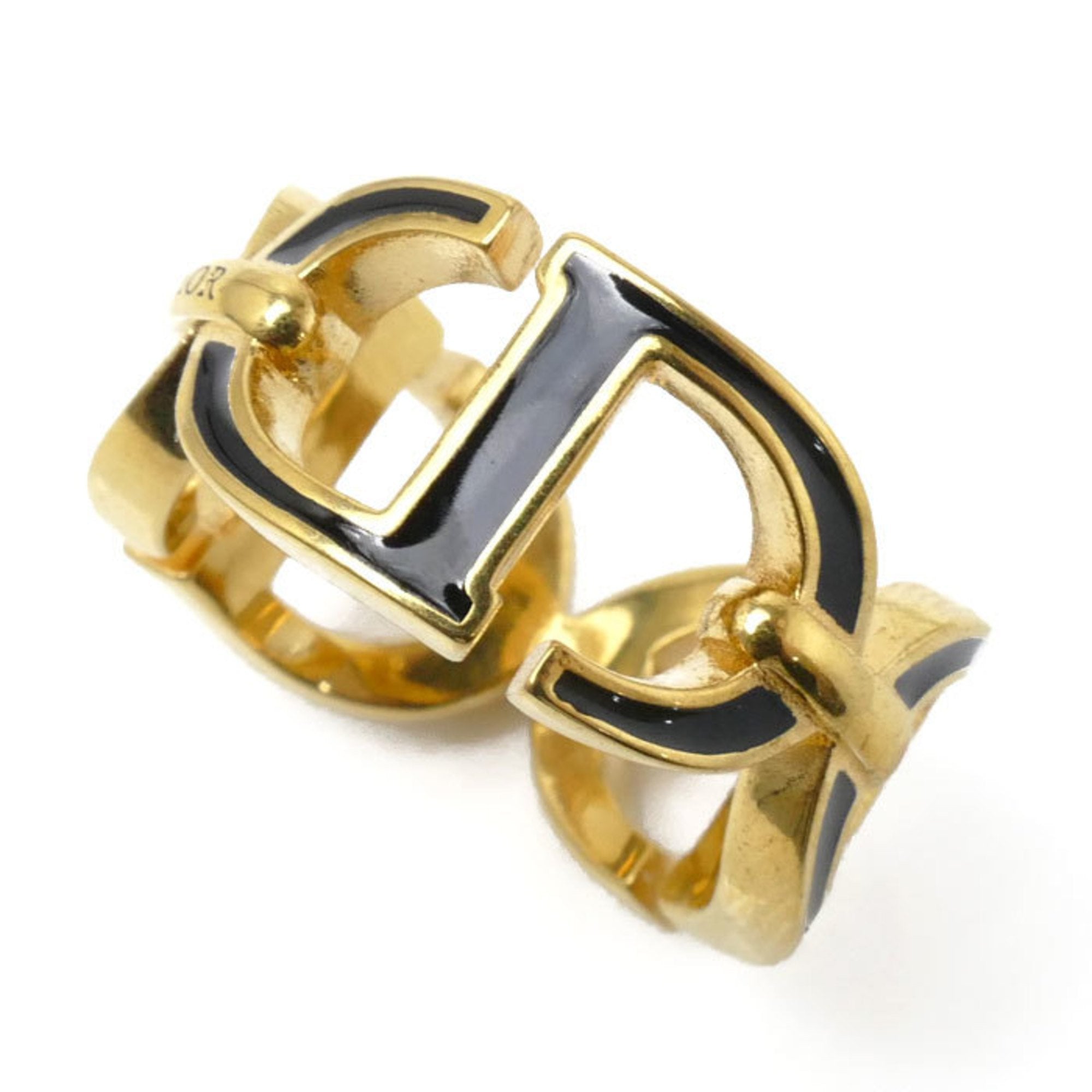 Christian Dior Black Gold Lacquer Metal Band Ring ()