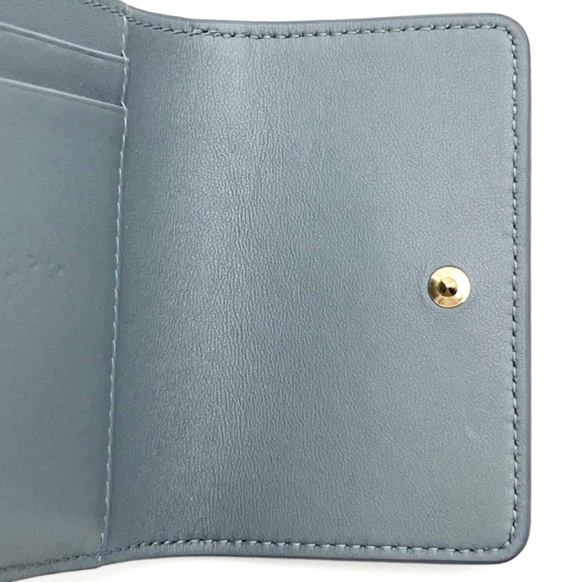 Christian Dior Blue Leather Wallet (Tri-Fold) ()