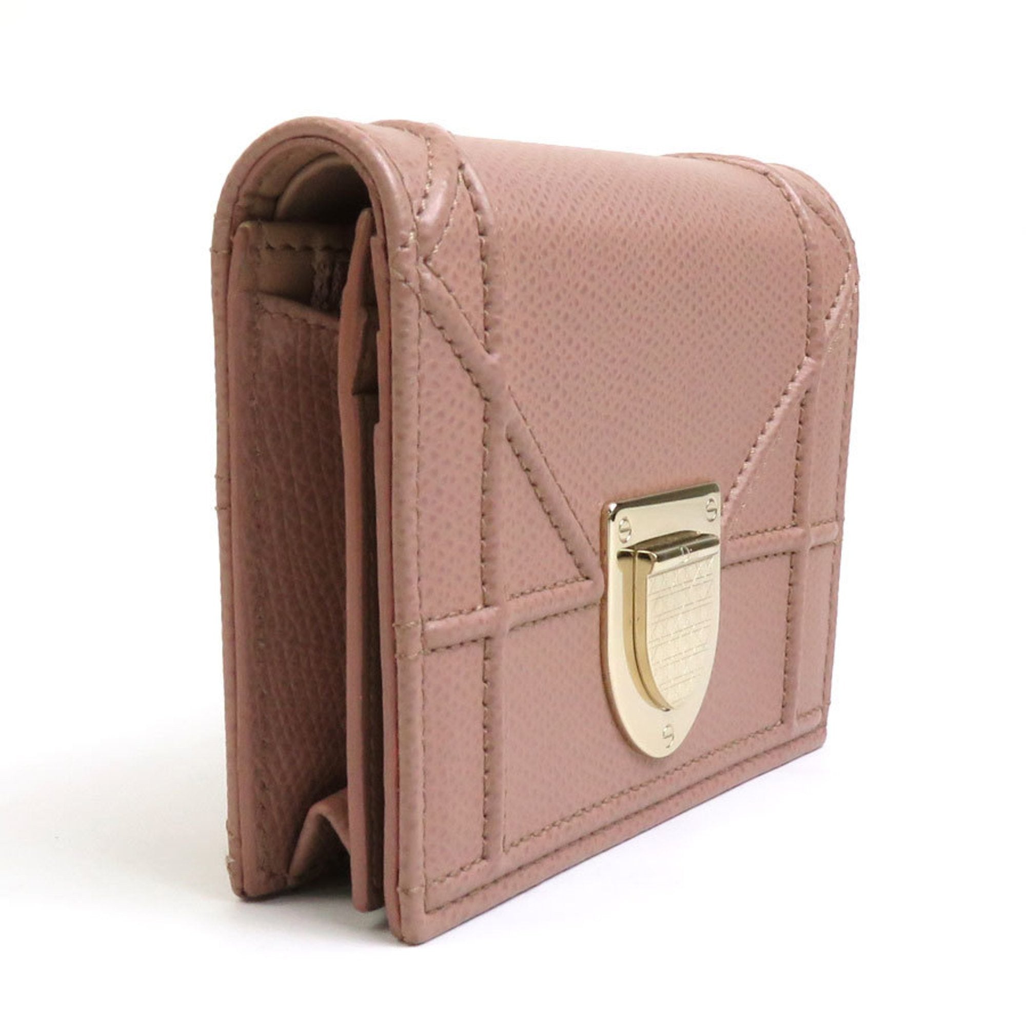 Christian Dior Pink Beige Leather Wallet (Bi-Fold) ()