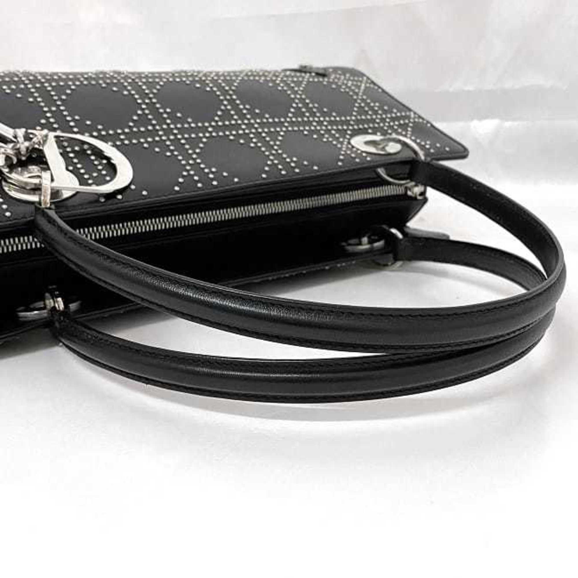 Christian Dior Black Leather Handbag Shoulder Bag ()