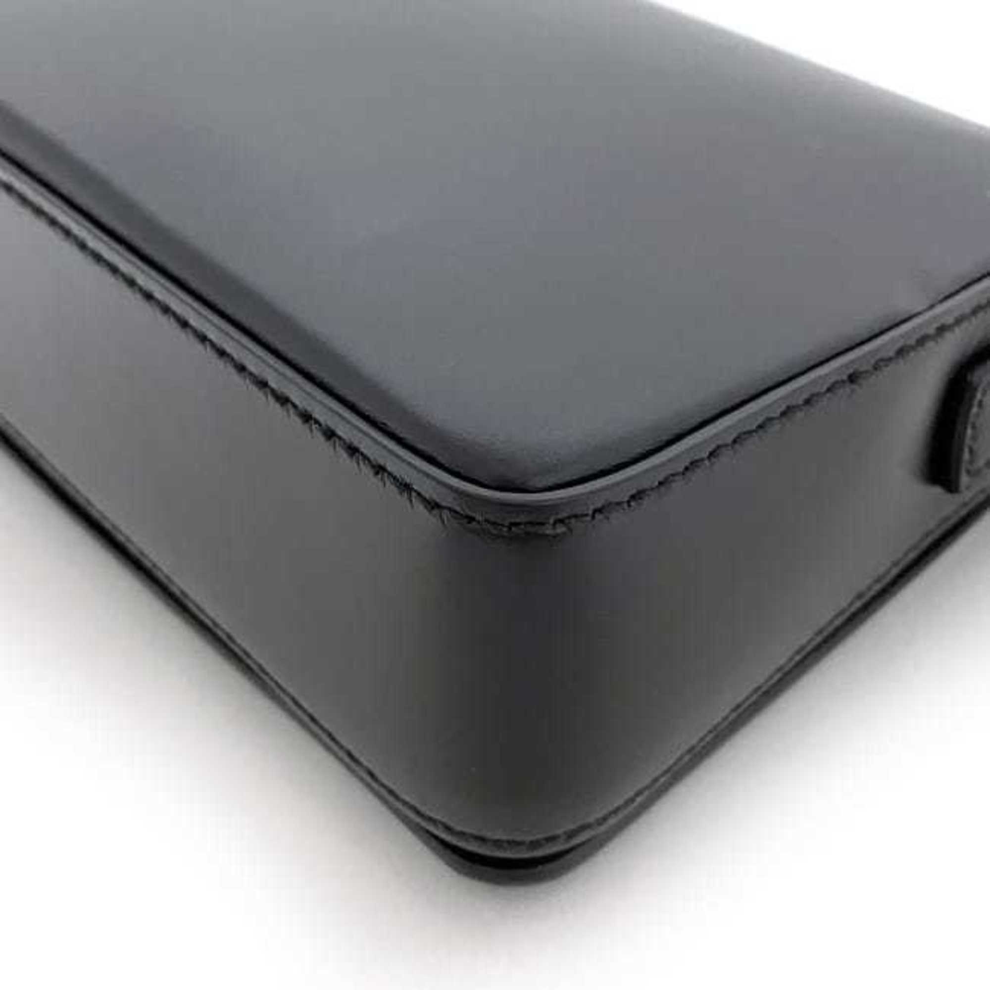 Christian Dior Black Leather Clutch Bag Handbag ()
