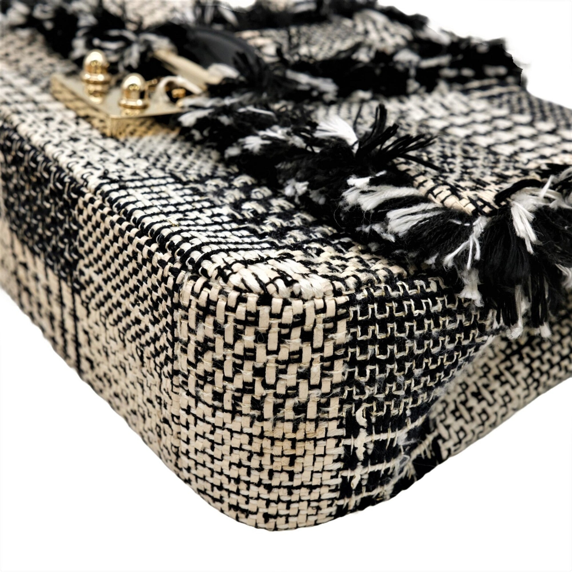 Christian Dior Black White Tweed Shoulder Bag ()