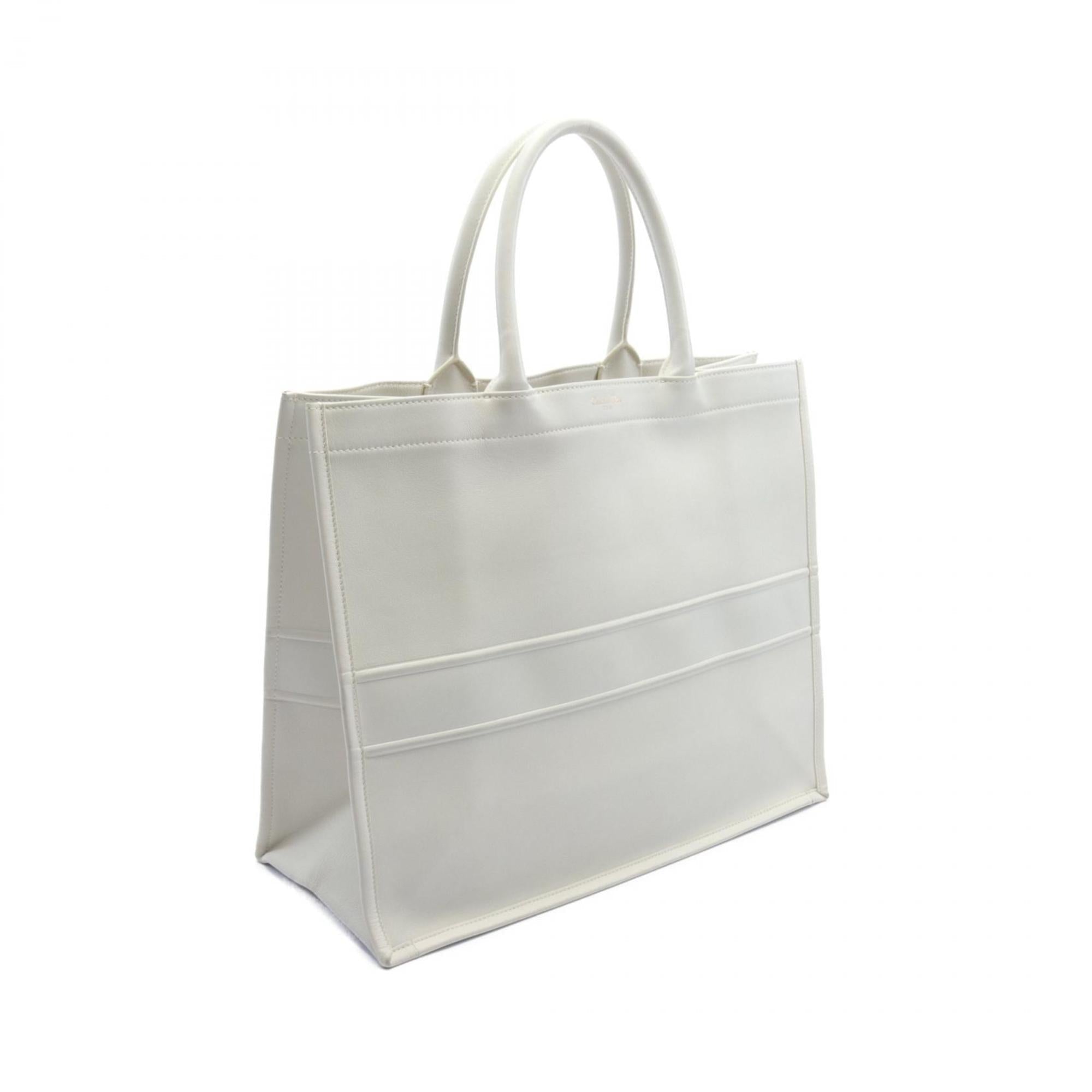 Christian Dior Black White Leather Tote Bag ()