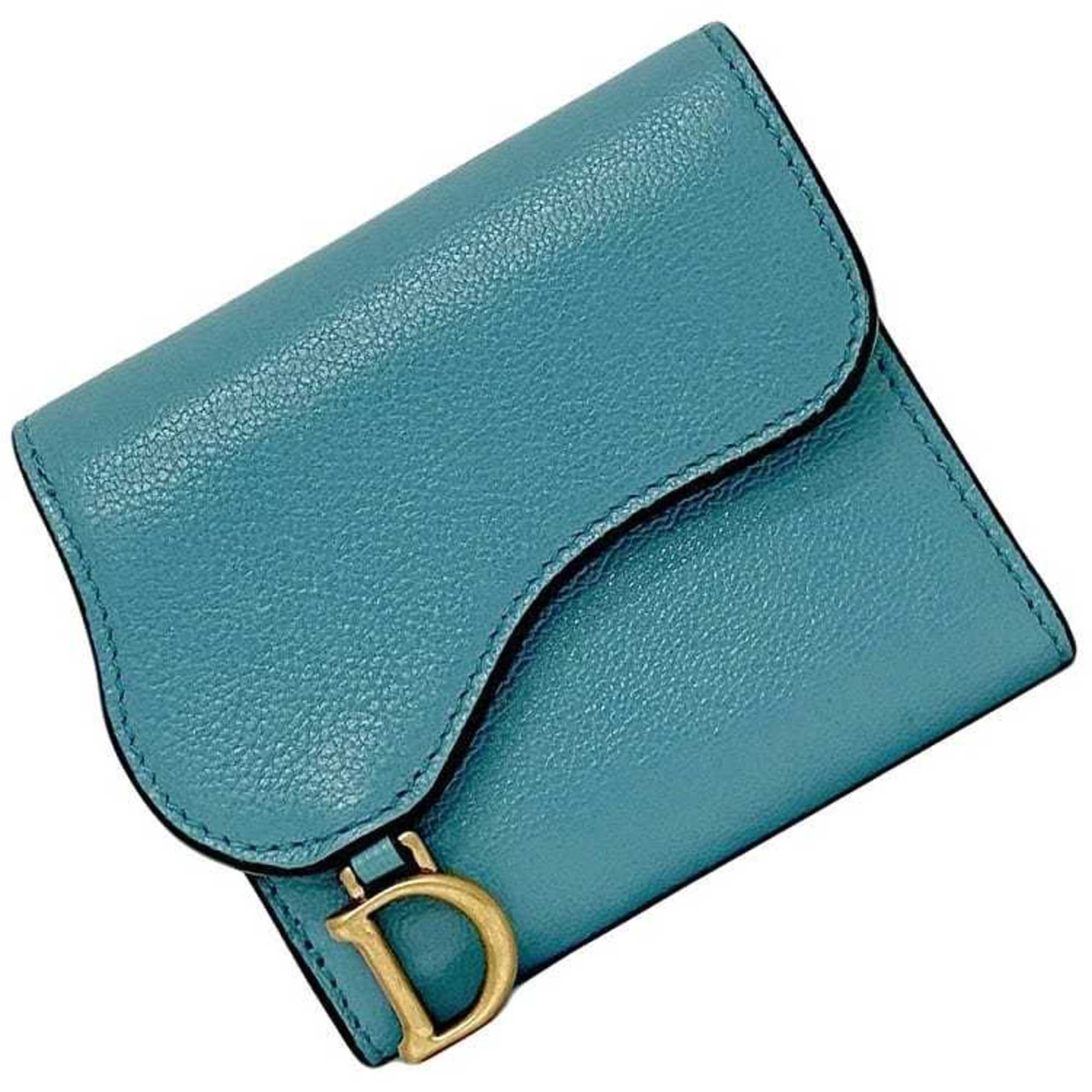 Christian Dior Blue Leather Wallet (Tri-Fold) ()
