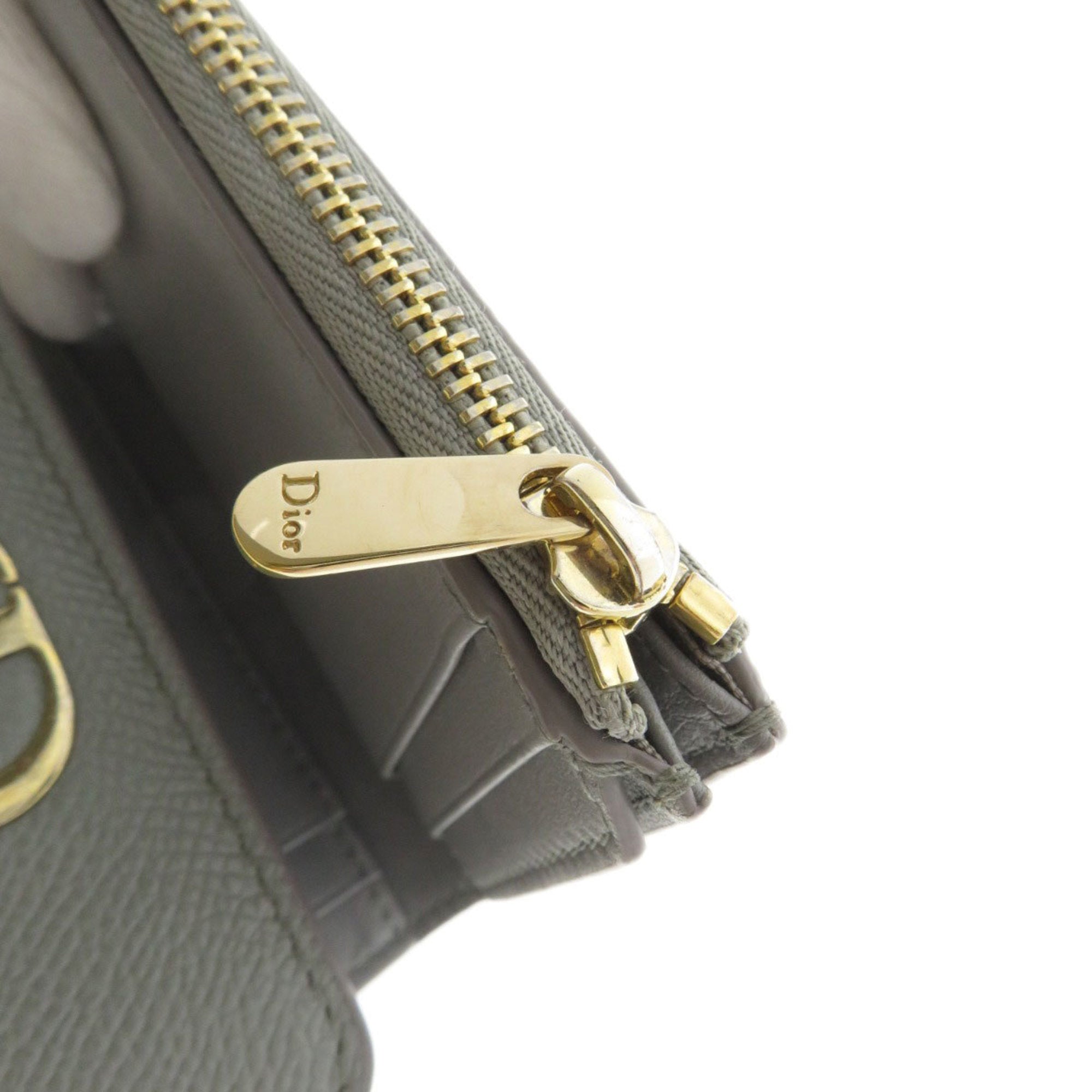Christian Dior Gray Leather Wallet (Bi-Fold) ()