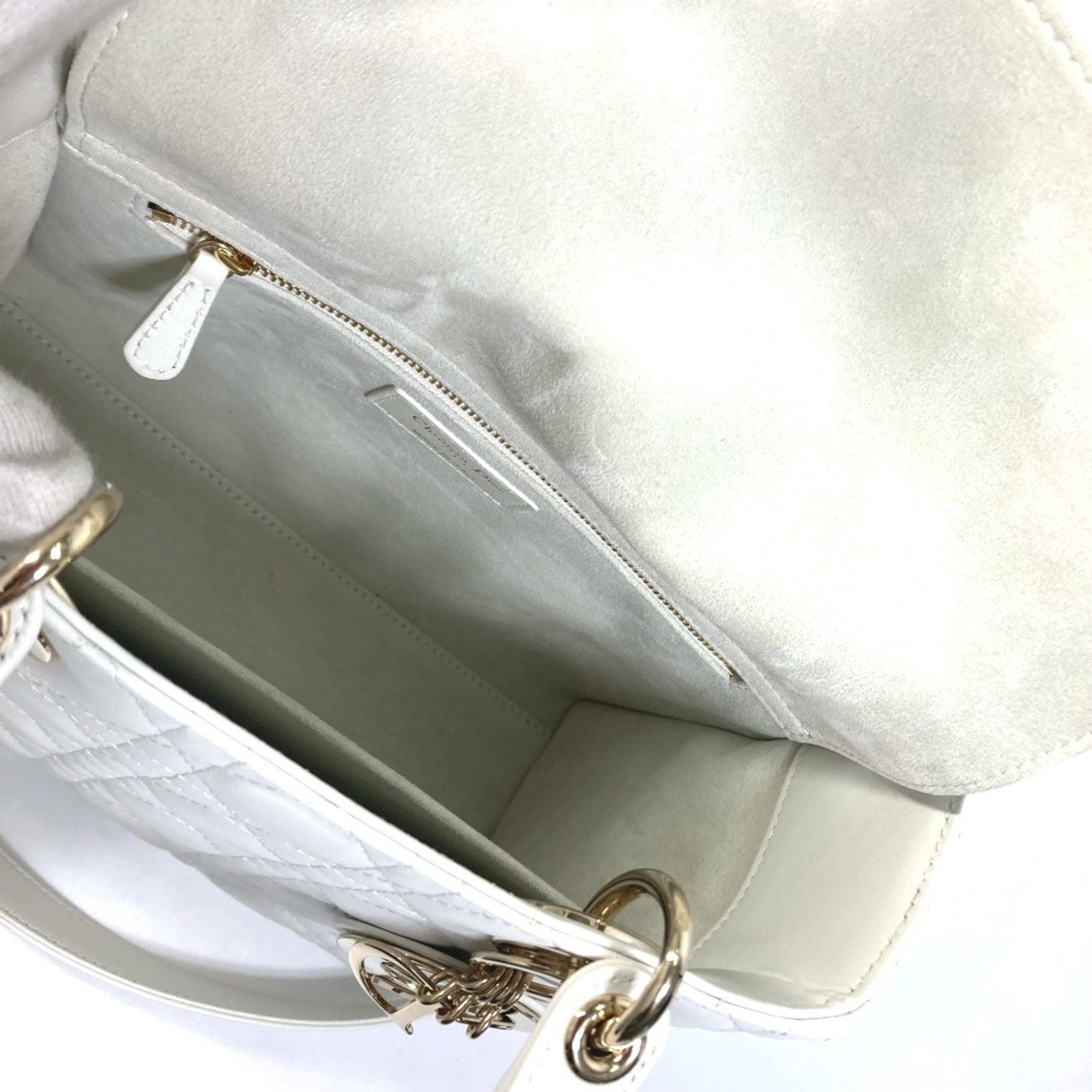 Christian Dior White Leather Handbag Shoulder Bag ()