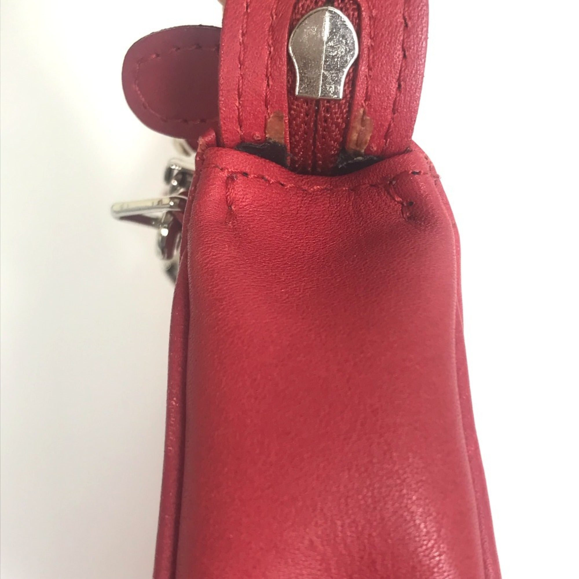 Christian Dior Red Leather Shoulder Bag ()