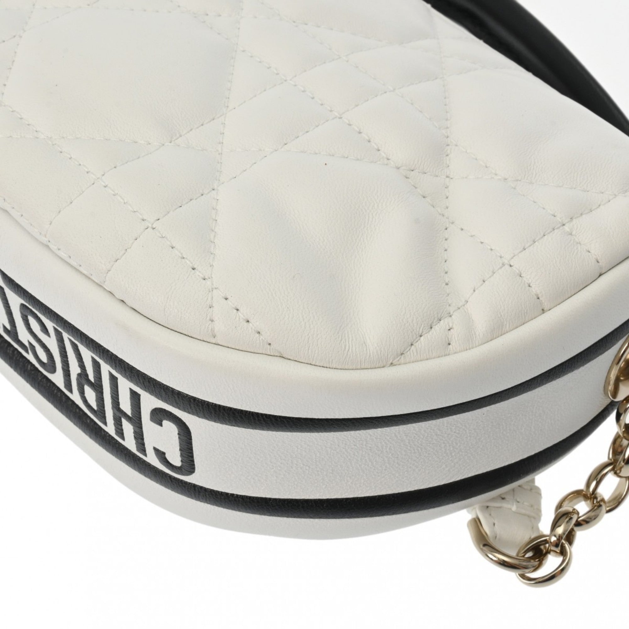Christian Dior Black White Leather Shoulder Bag ()