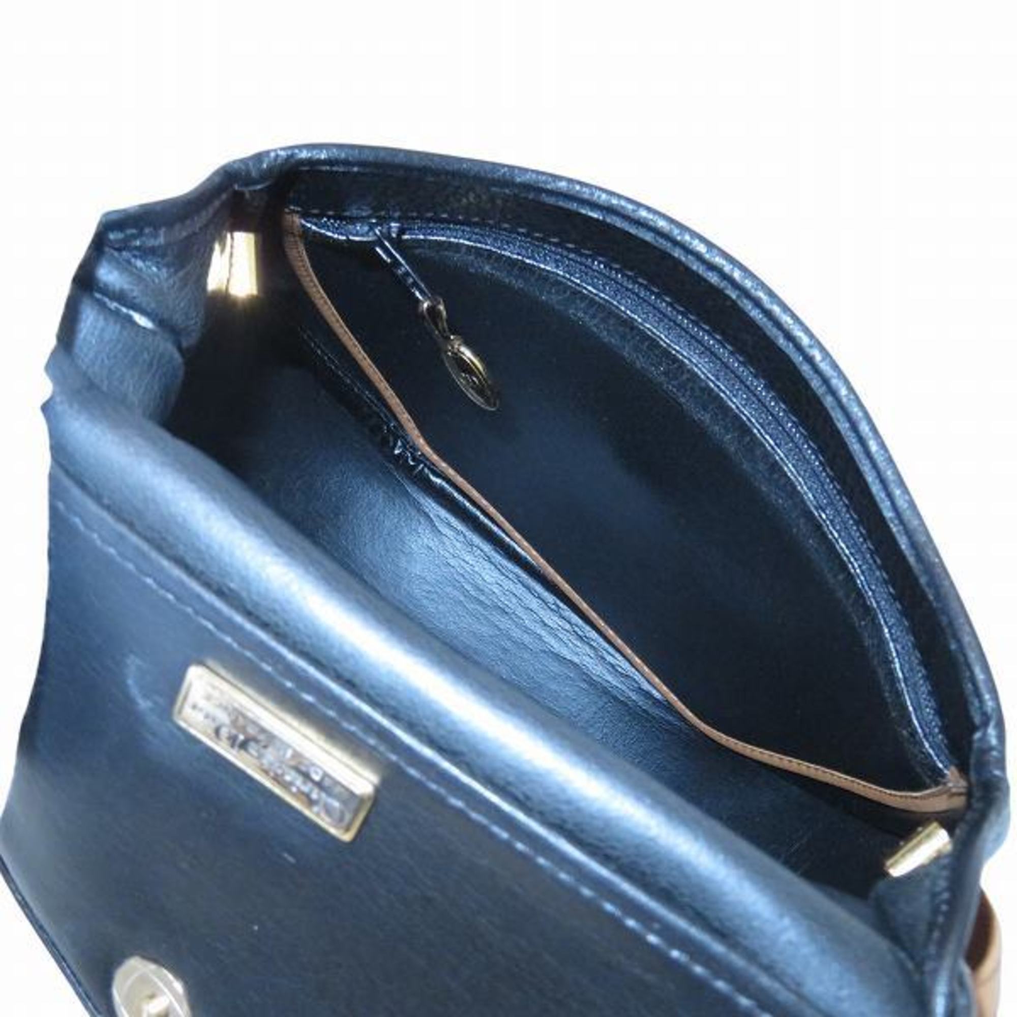 Christian Dior Black Brown Leather Shoulder Bag ()