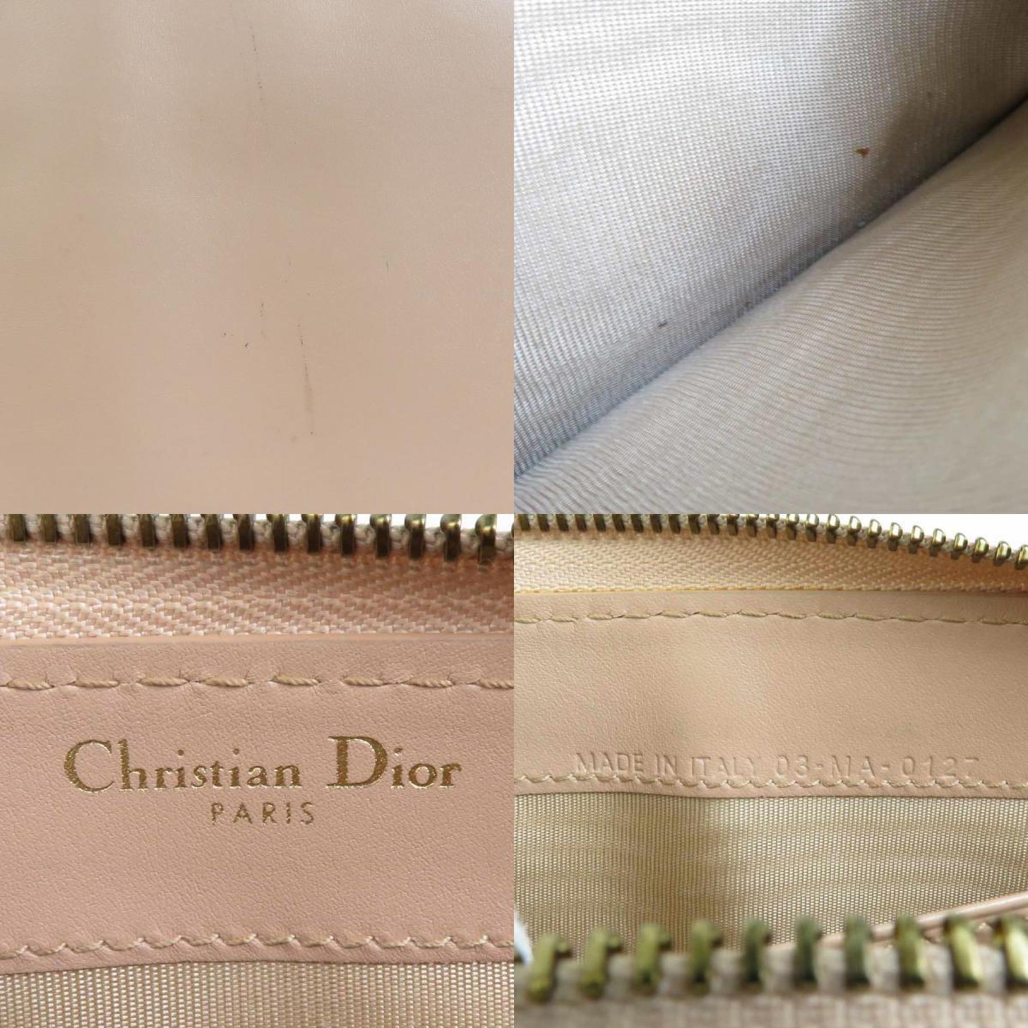 Christian Dior Pink Beige Leather Long Wallet (Bi-Fold) ()