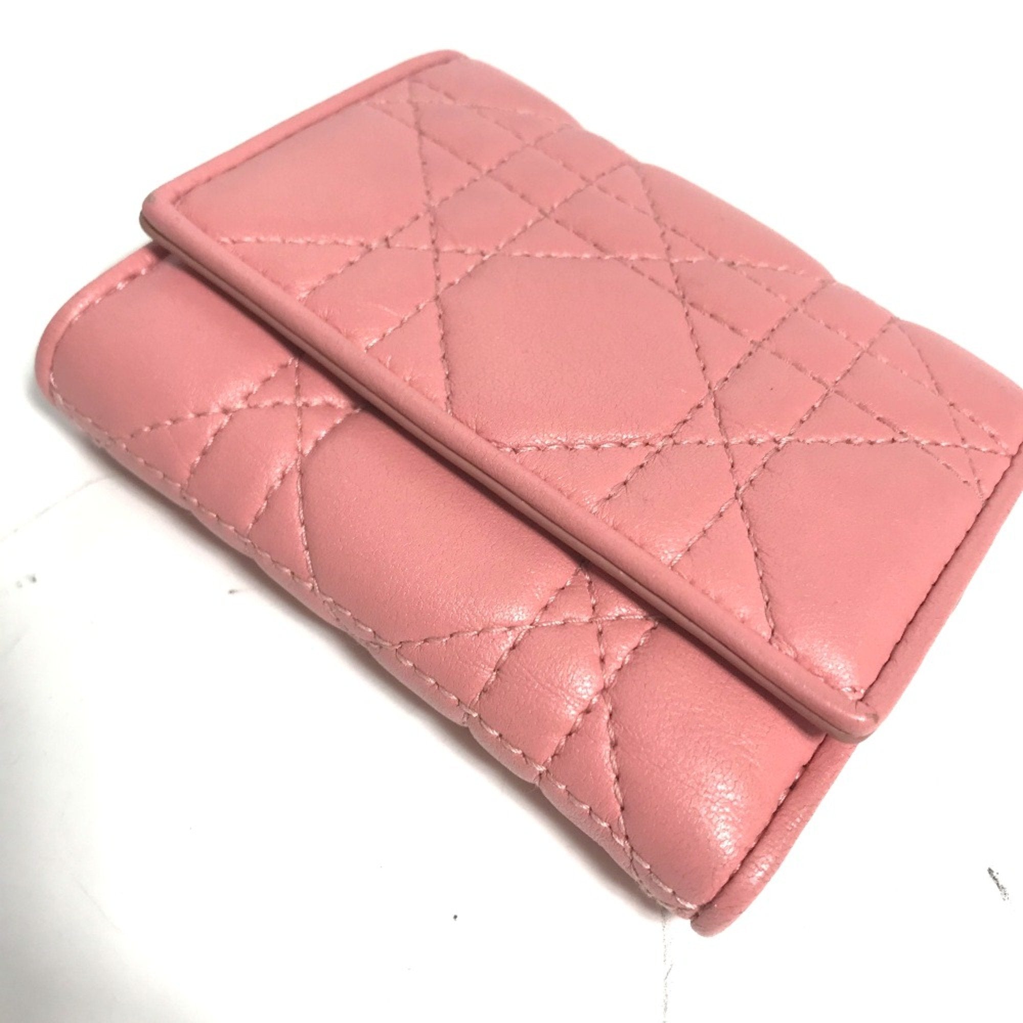 Christian Dior Pink Leather Wallet (Tri-Fold) ()