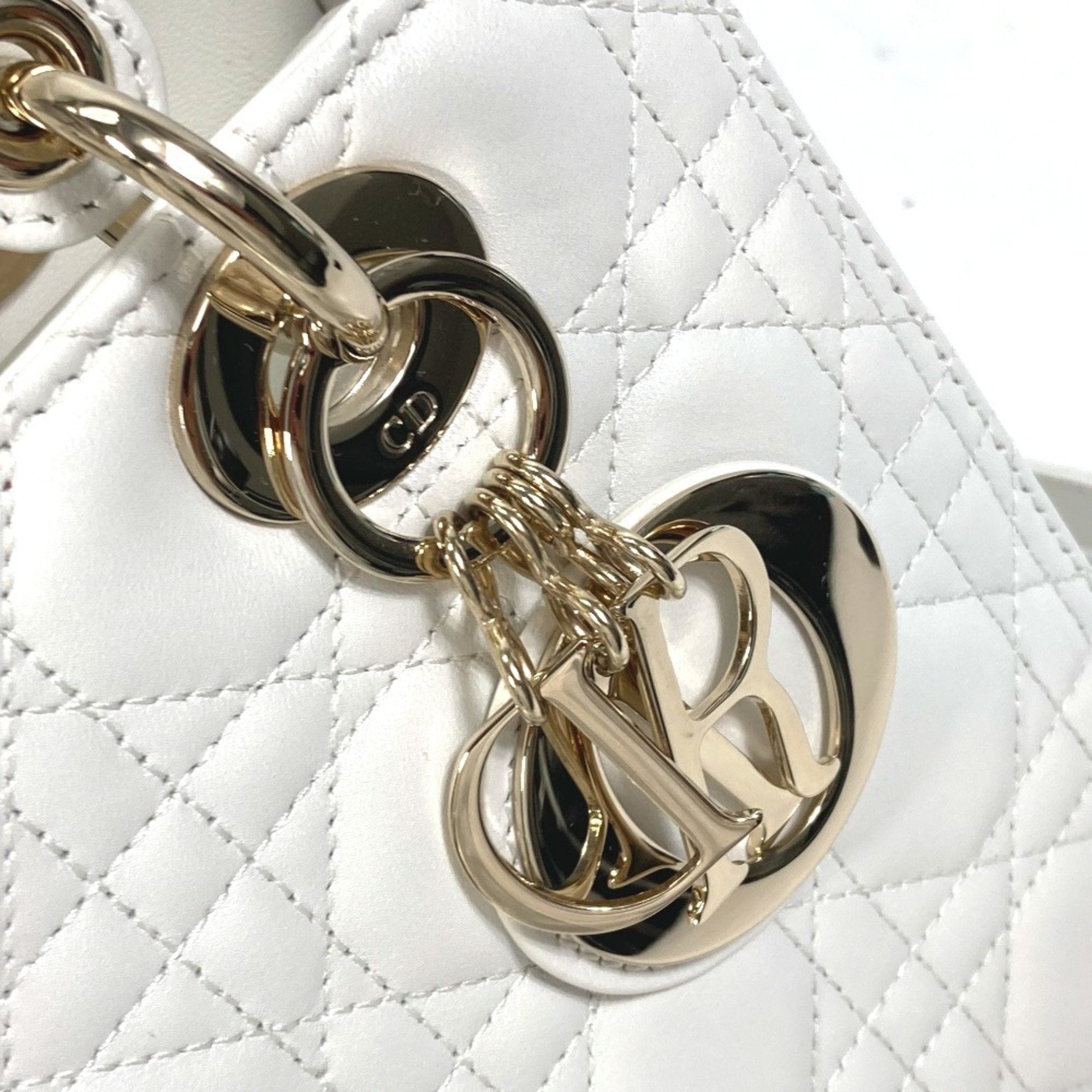 Christian Dior White Leather Handbag Shoulder Bag ()