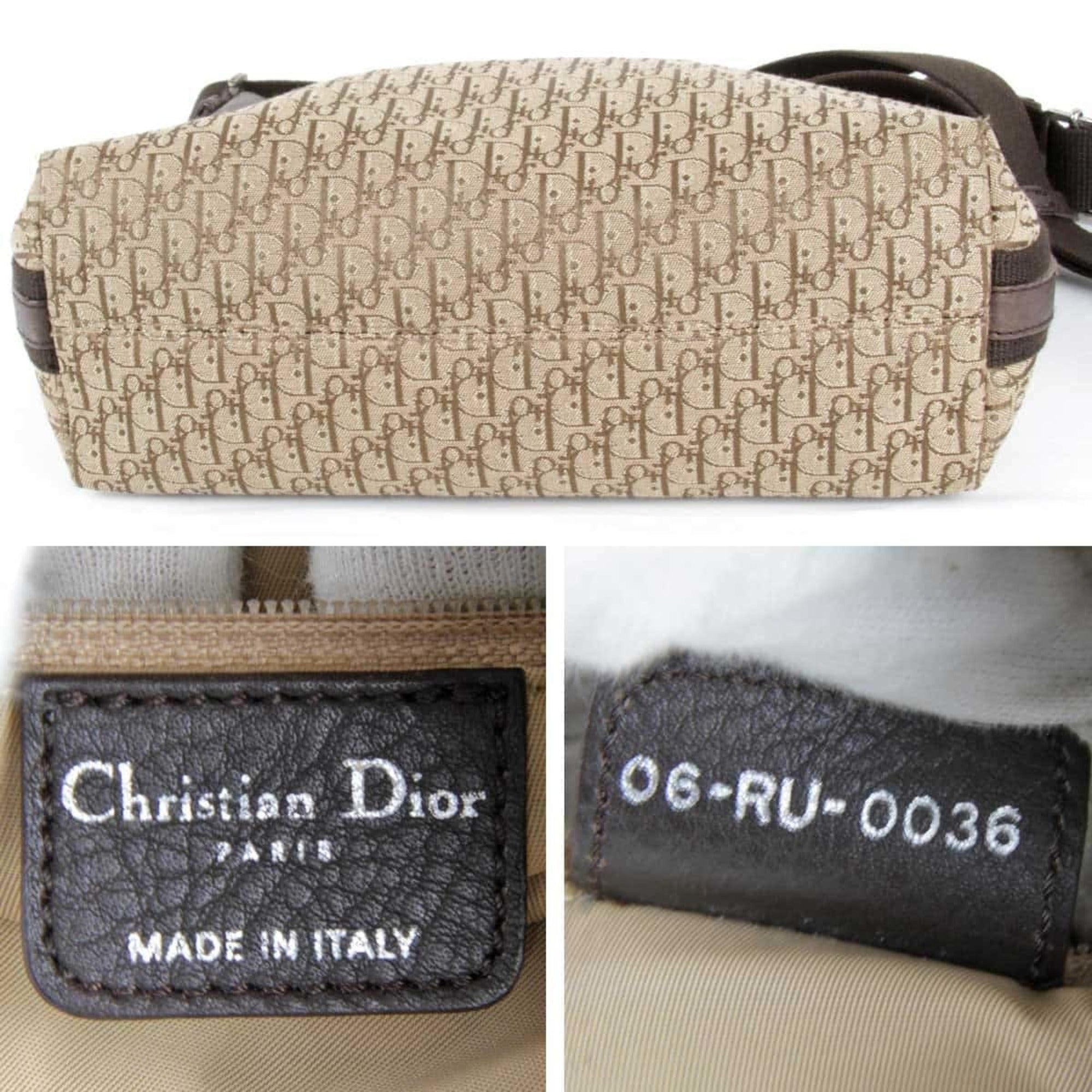 Christian Dior Trotter Brown Canvas Leather Shoulder Bag ()