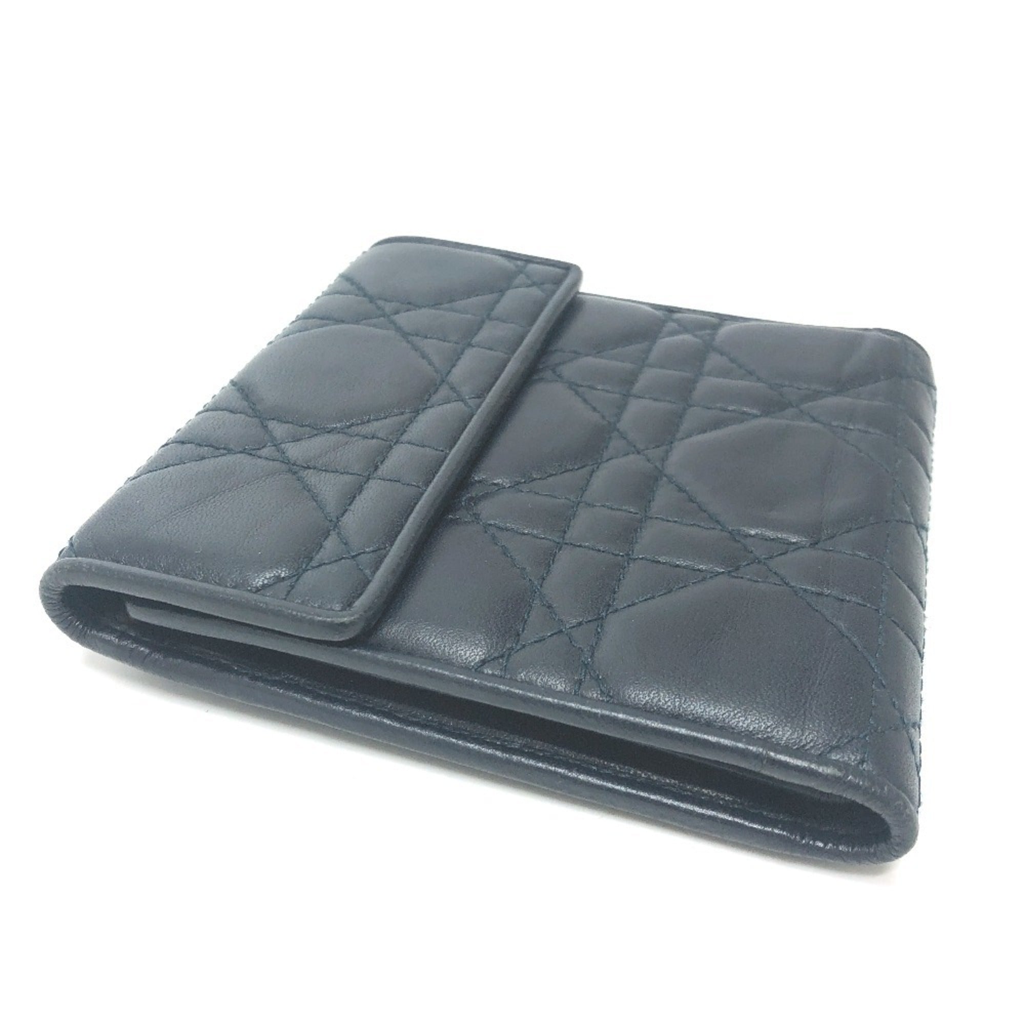Christian Dior Cannage/Lady Dior Navy Leather Coin Purse/Coin Case ()