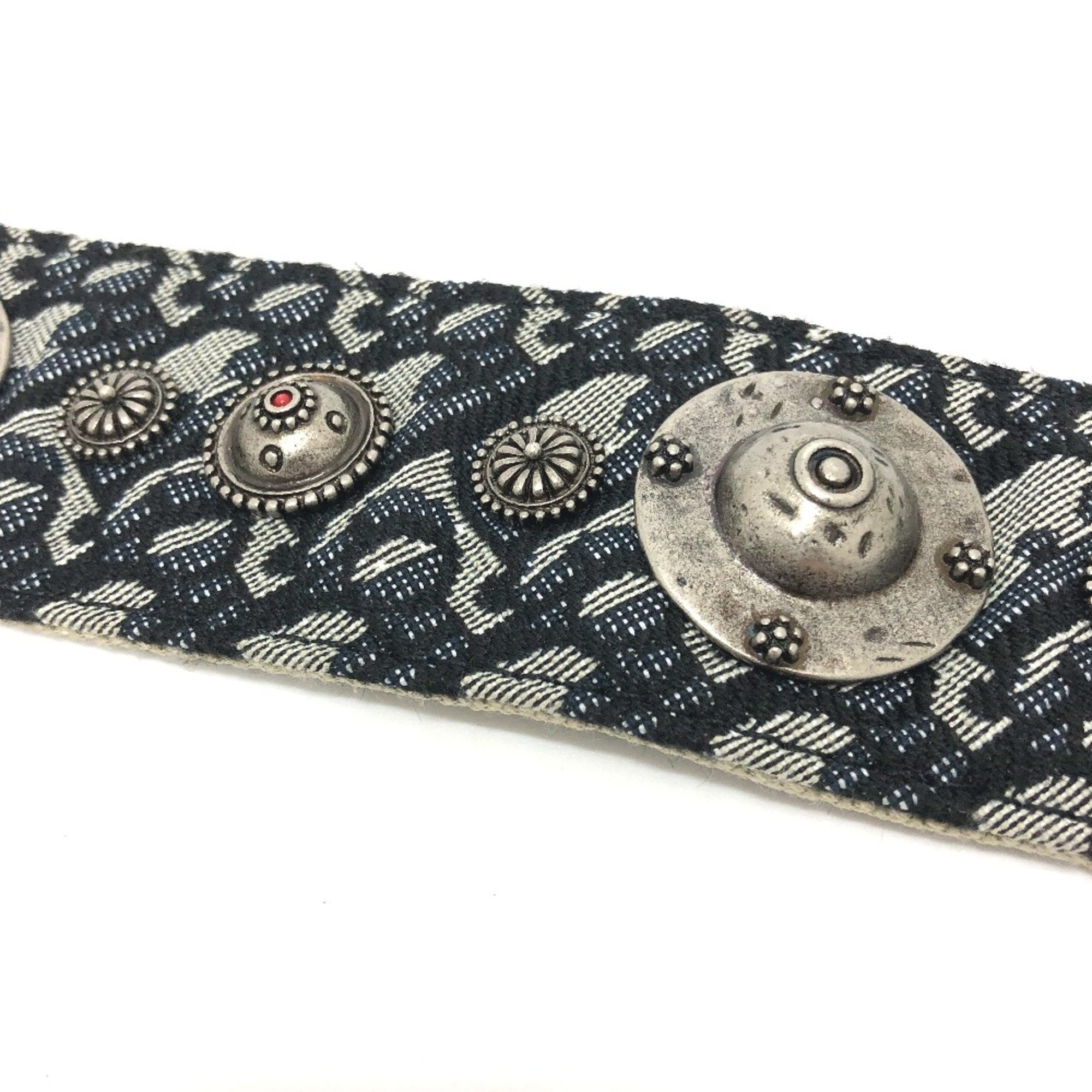 Christian Dior Navy Cloth Chain/Shoulder Wallet ()