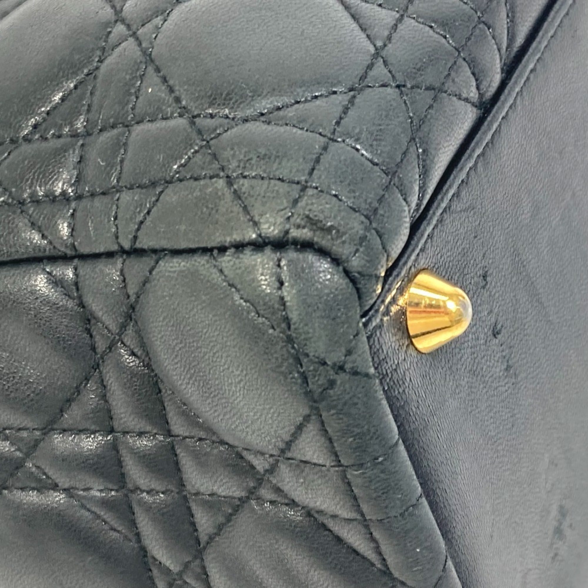 Christian Dior Black Leather Handbag Shoulder Bag ()