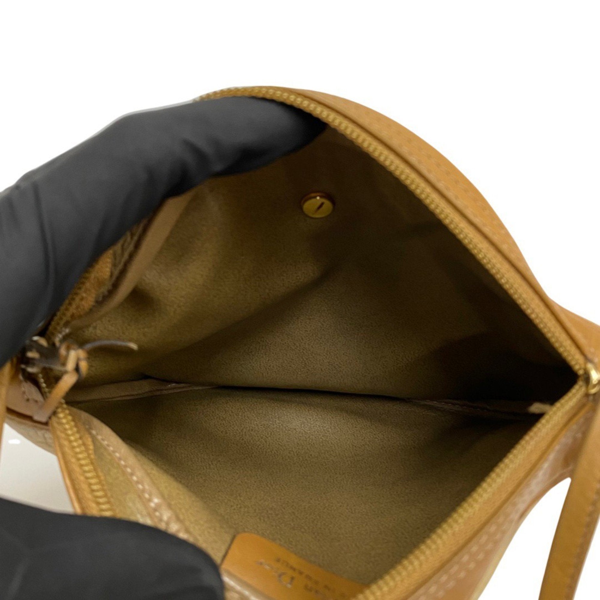 Christian Dior Beige Brown Leather Shoulder Bag ()