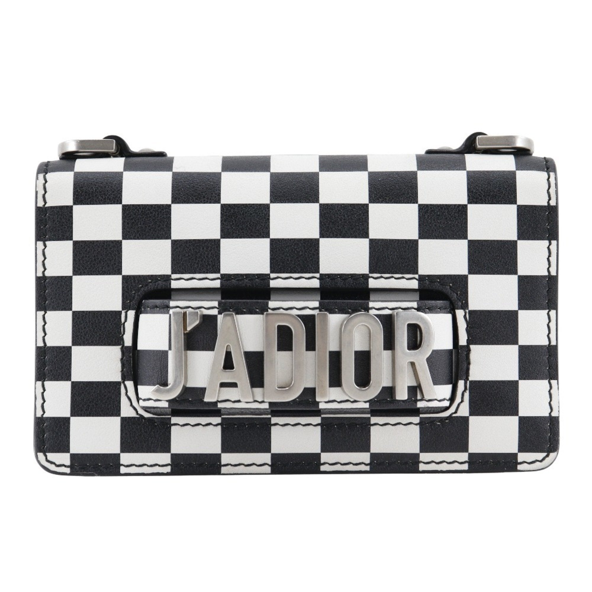 Christian Dior Black White Leather Shoulder Bag ()