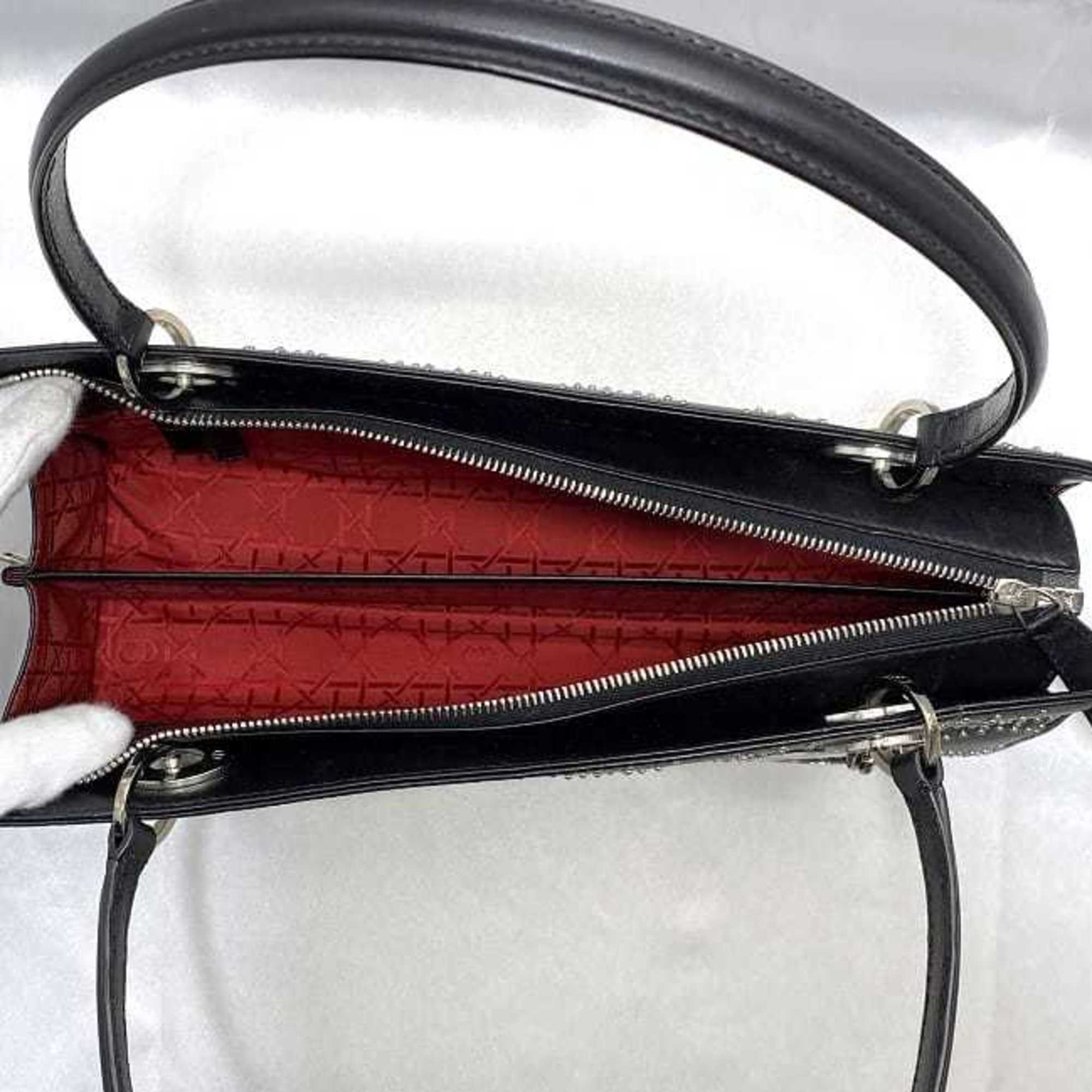 Christian Dior Black Leather Handbag Shoulder Bag ()