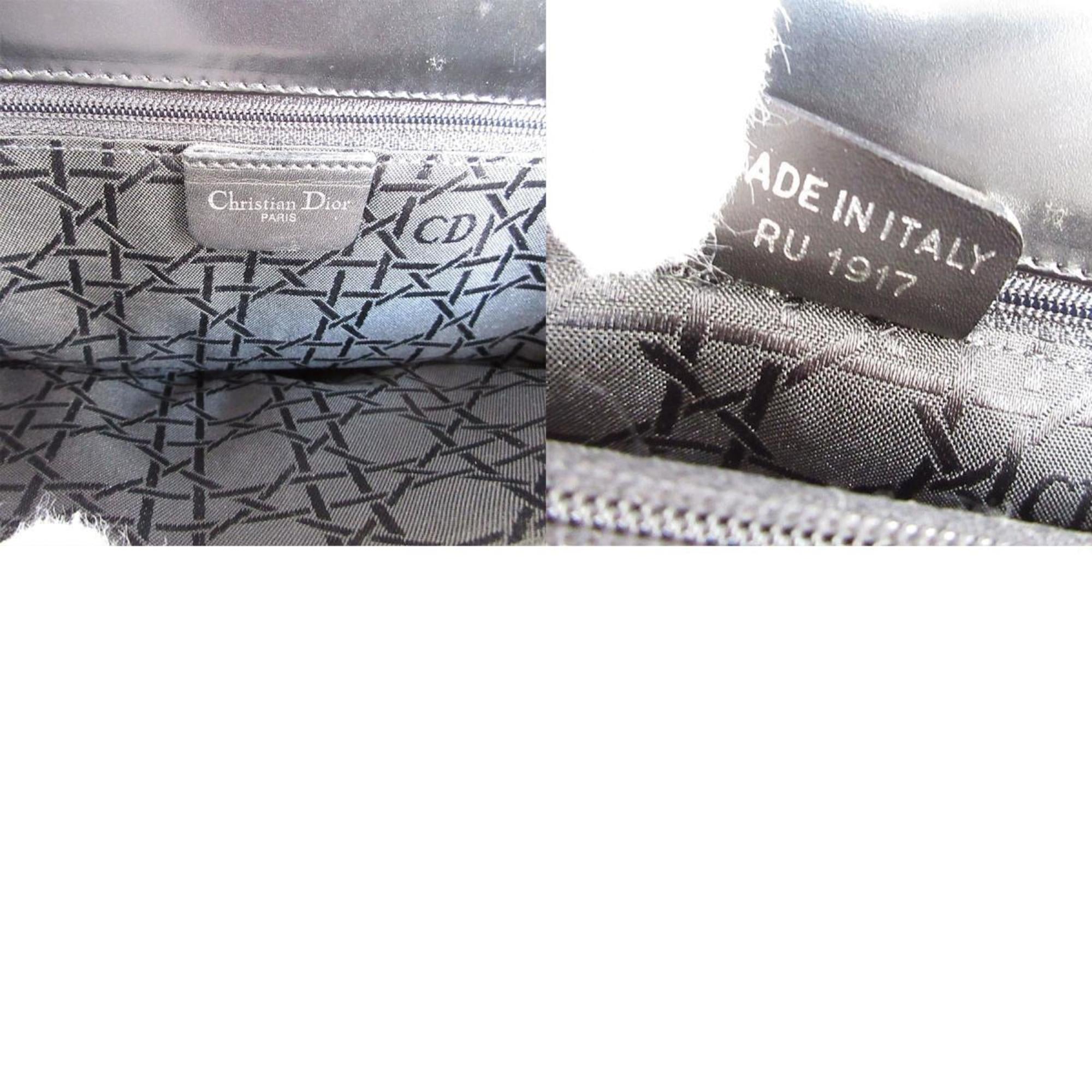 Christian Dior Black Brown Canvas Leather Handbag ()