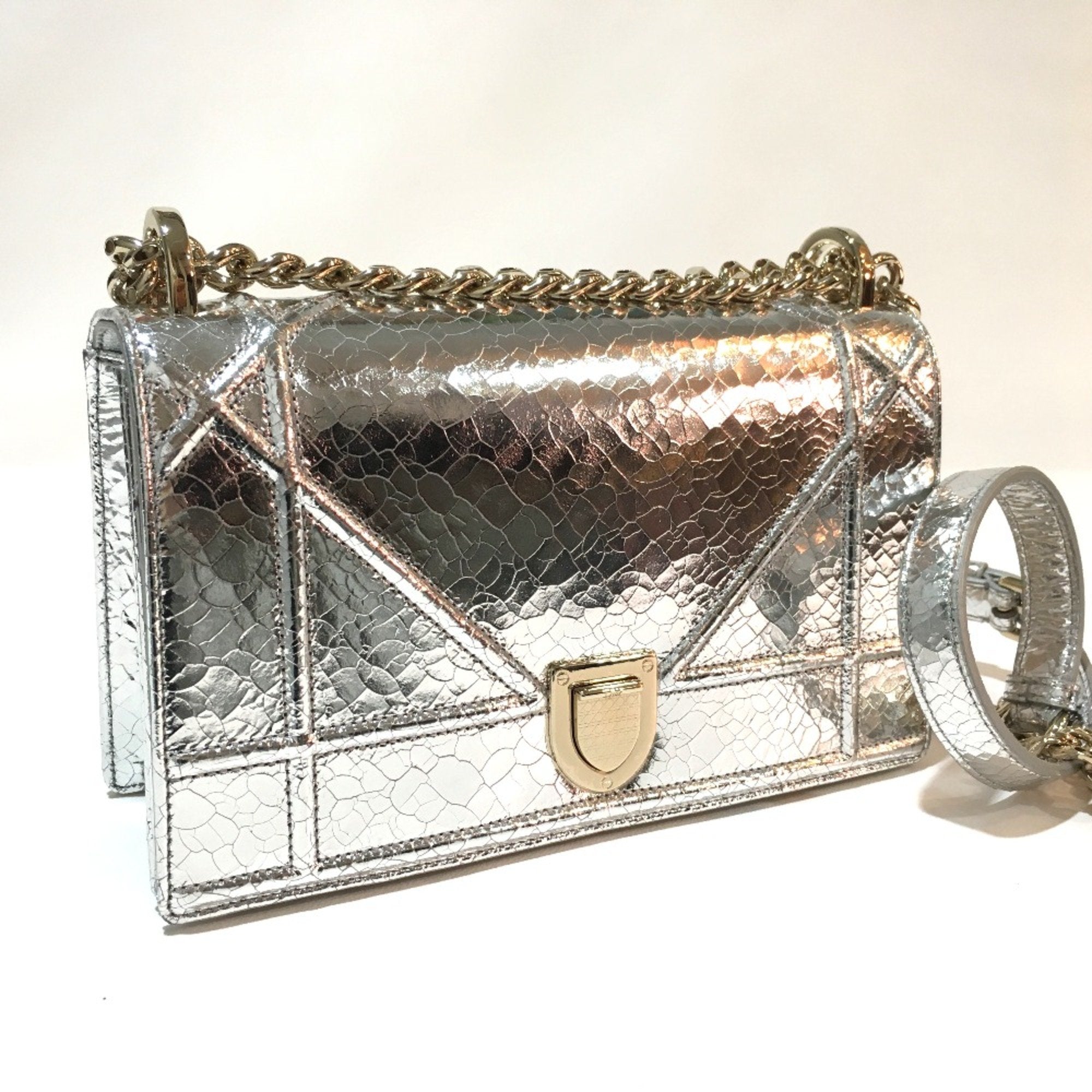 Christian Dior Silver Leather Shoulder Bag ()
