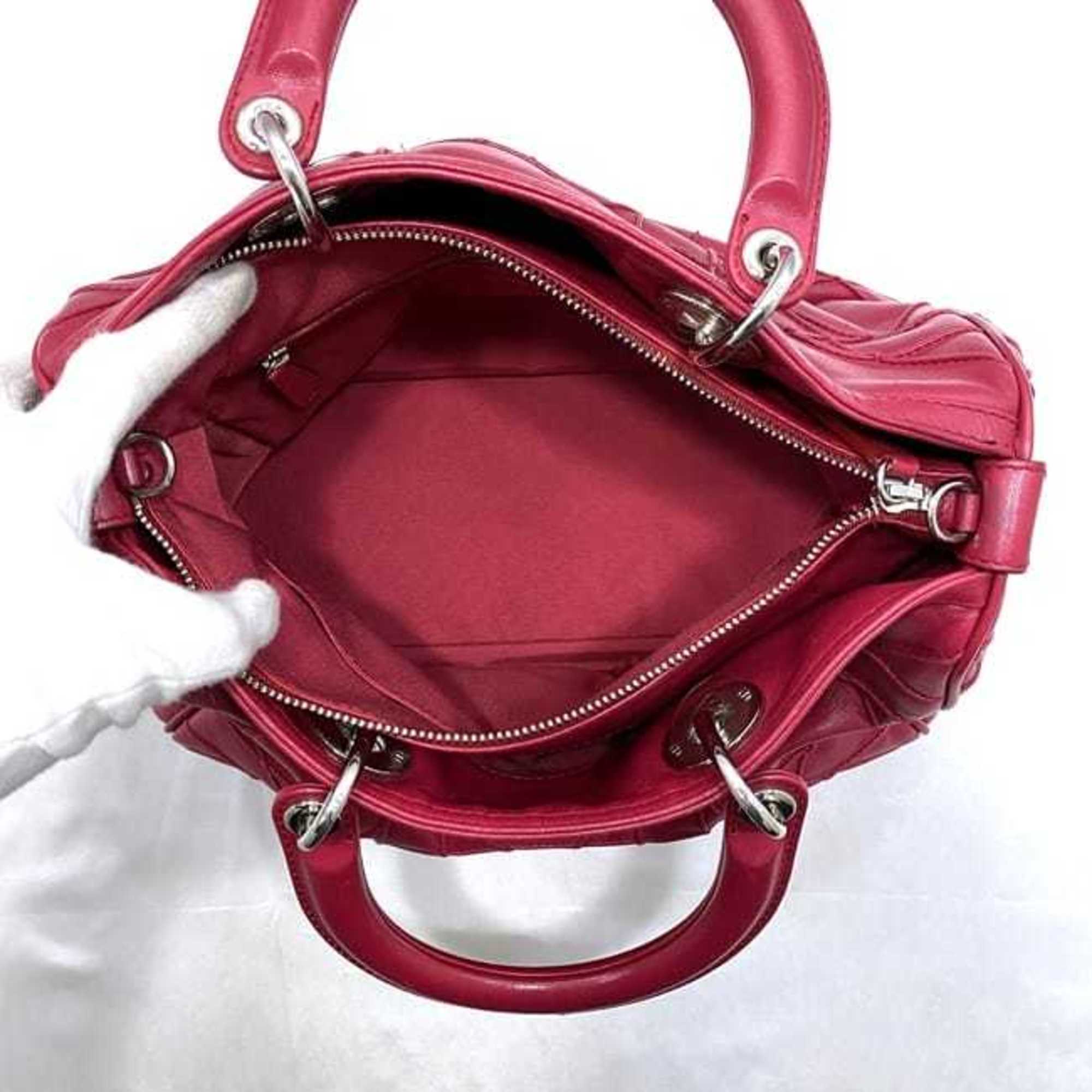 Christian Dior Pink Leather Handbag Shoulder Bag ()