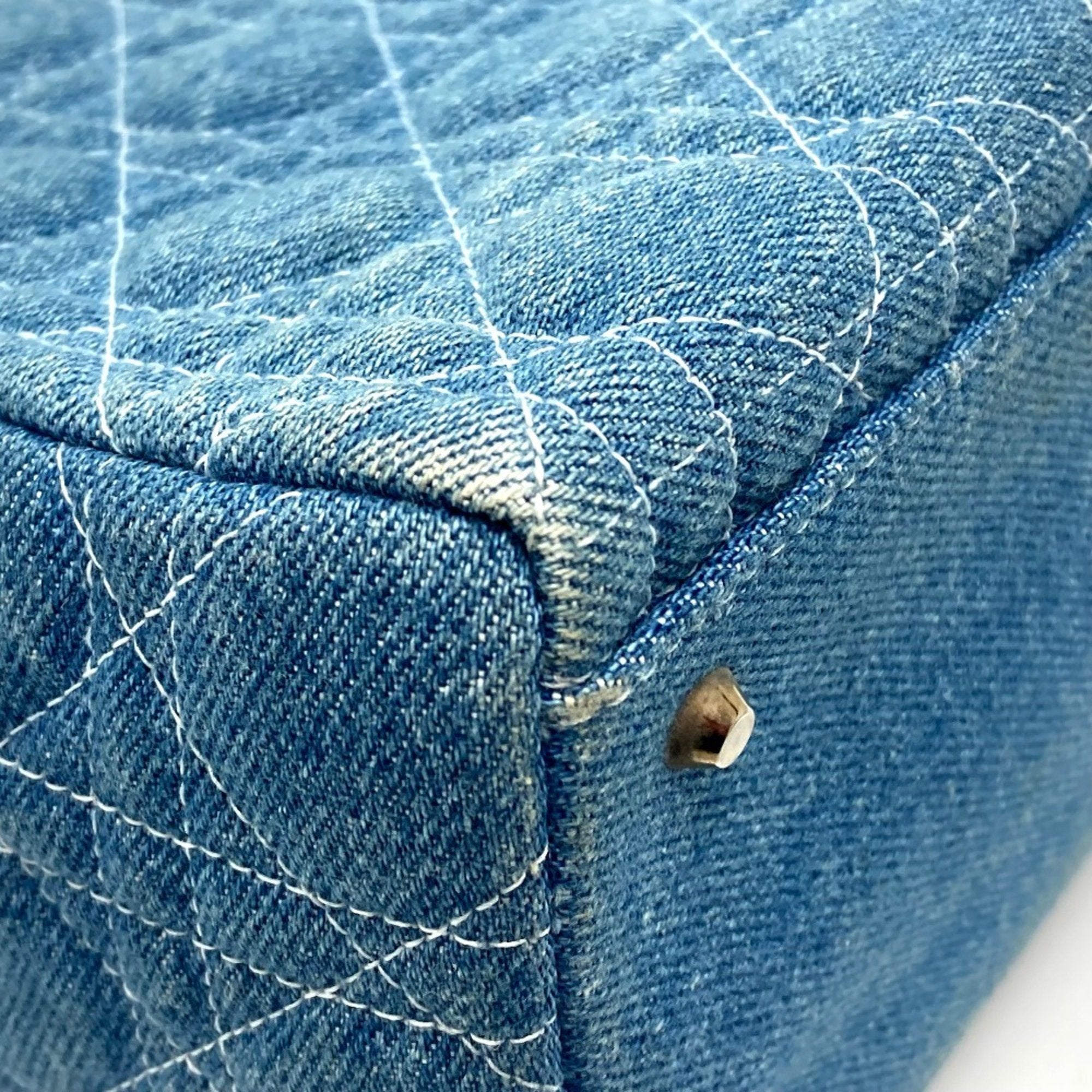 Christian Dior Lady Dior Blue Denim Handbag Shoulder Bag ()