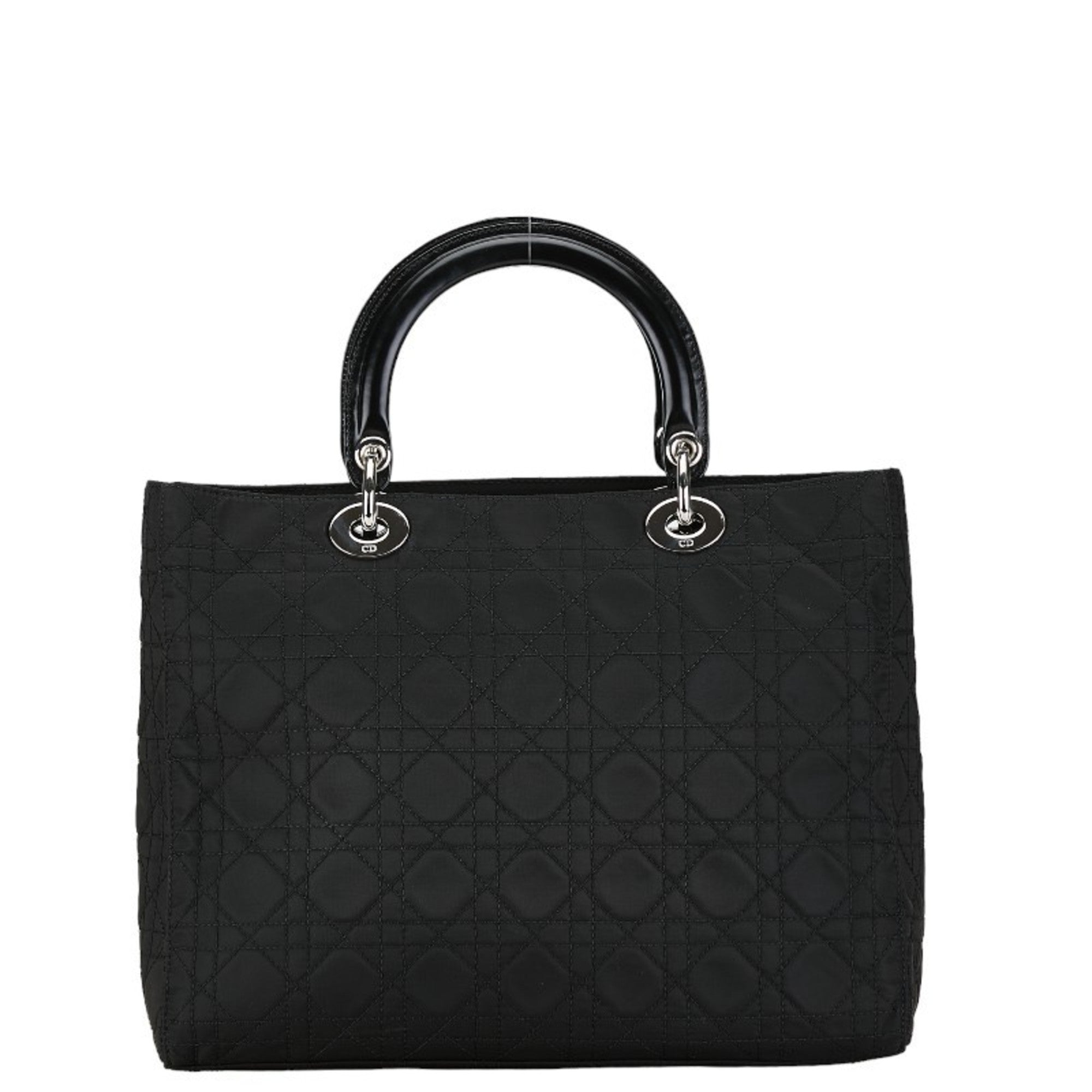 Christian Dior Black Cotton Leather Handbag Pochette Pouch Shoulder Bag ()