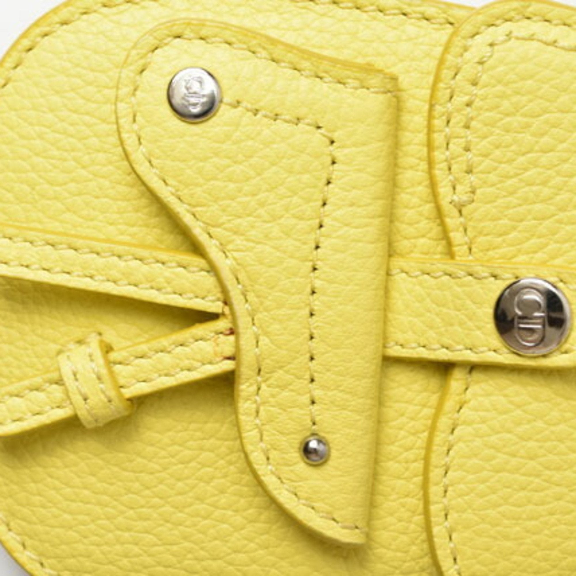 Christian Dior Yellow Leather Metal Coin Purse/Coin Case ()