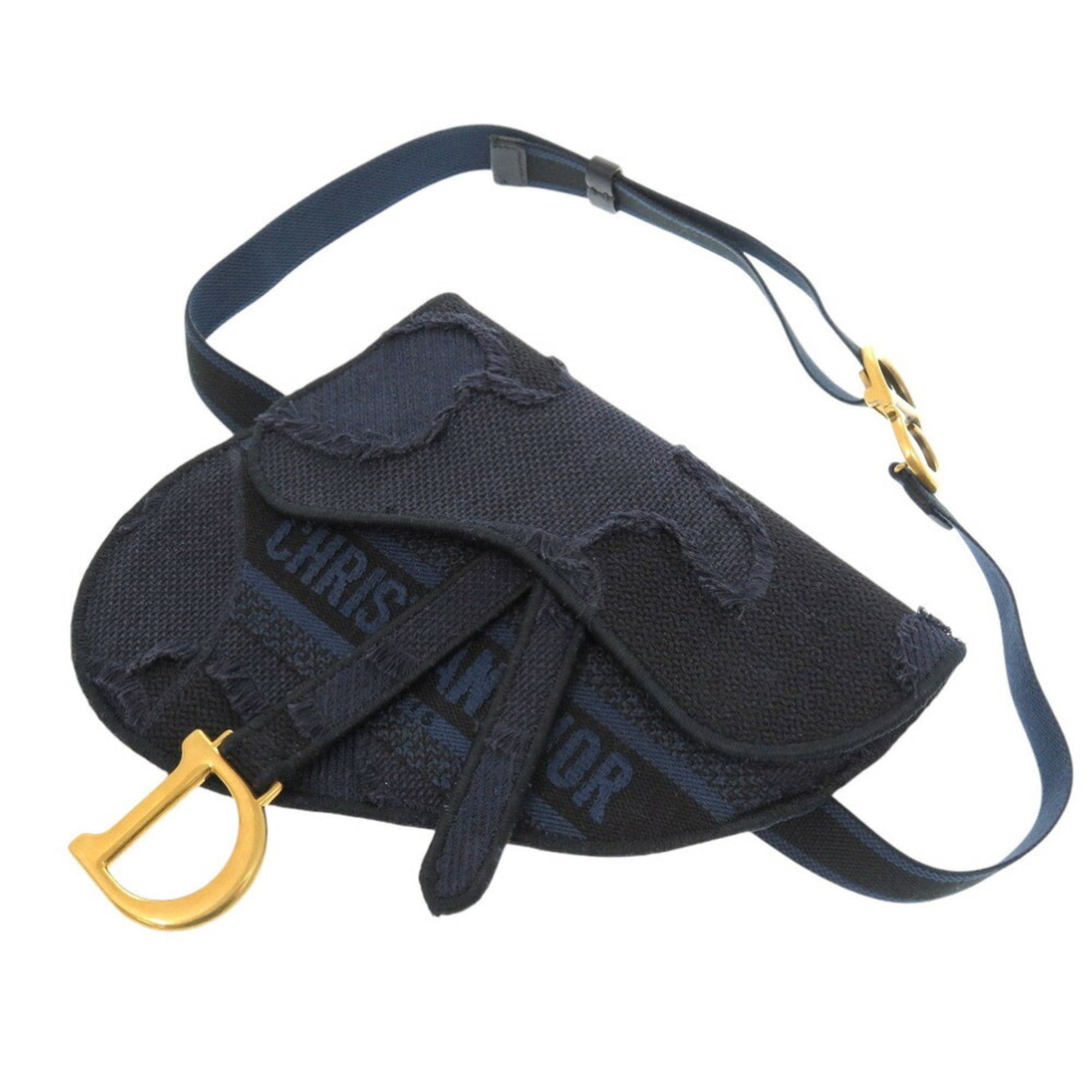 Christian Dior Camouflage Navy Canvas Fanny Pack Saddle Bag ()