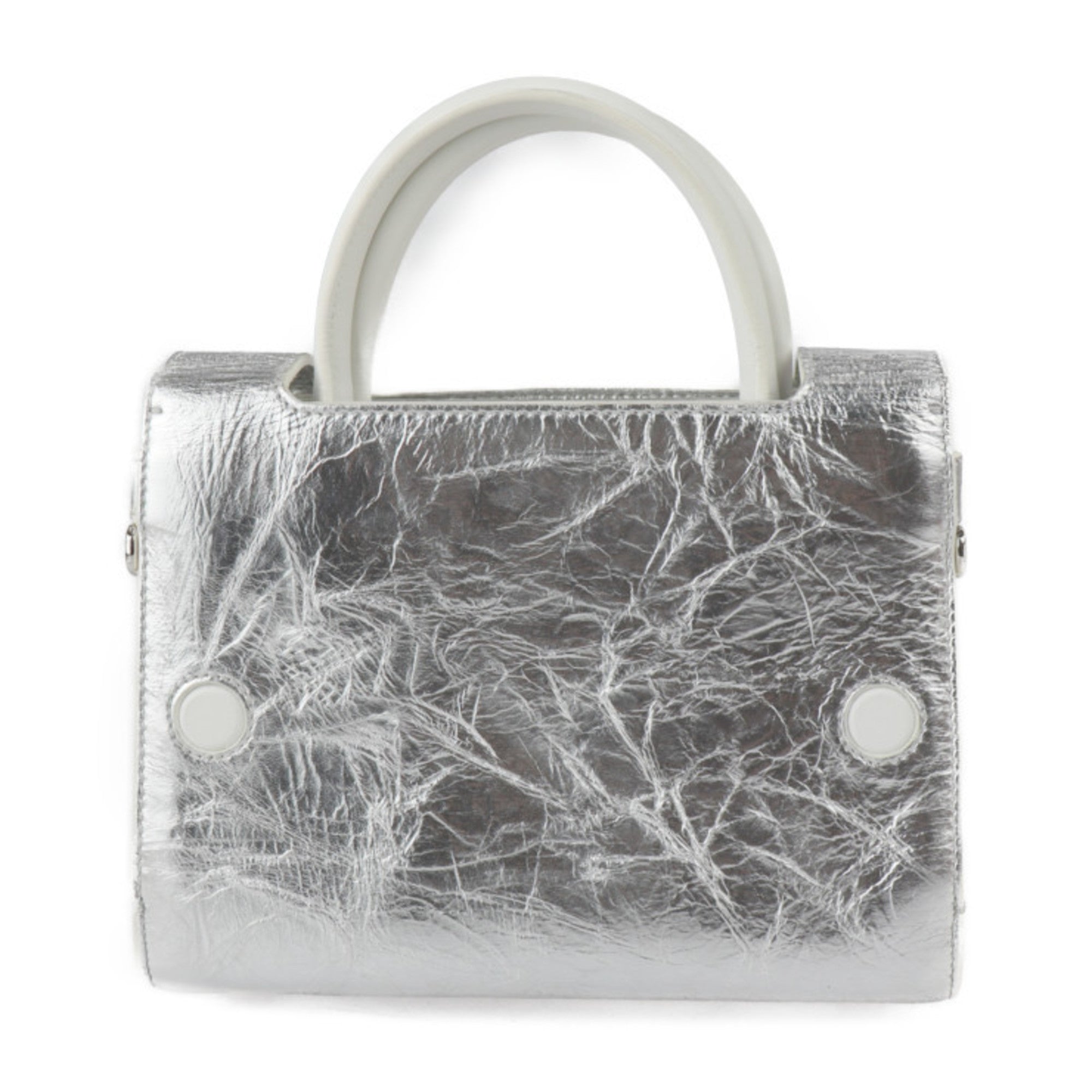 Christian Dior White Leather Handbag Shoulder Bag Tote Bag ()