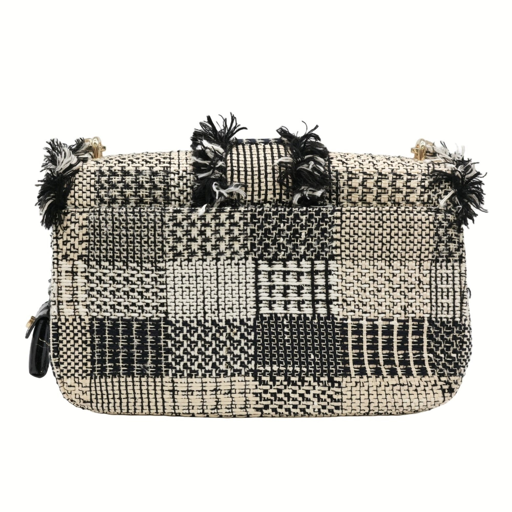 Christian Dior Black White Tweed Shoulder Bag ()