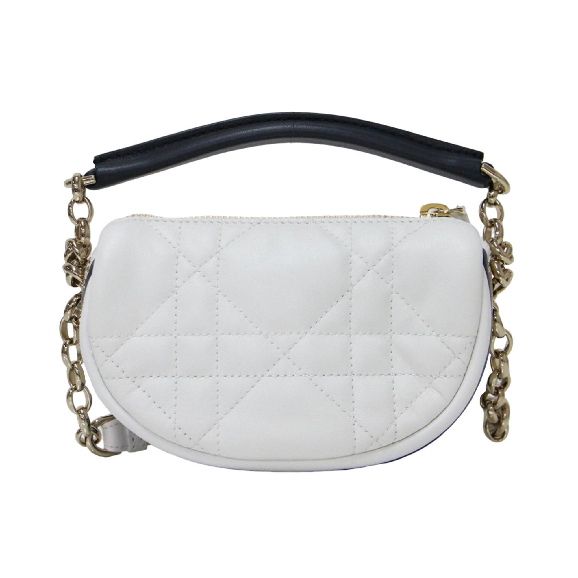 Christian Dior White Leather Handbag Shoulder Bag ()