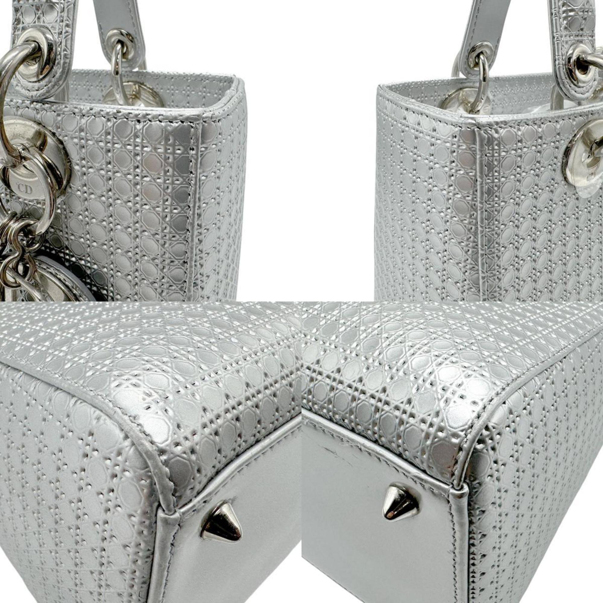 Christian Dior Silver Leather Handbag Shoulder Bag ()