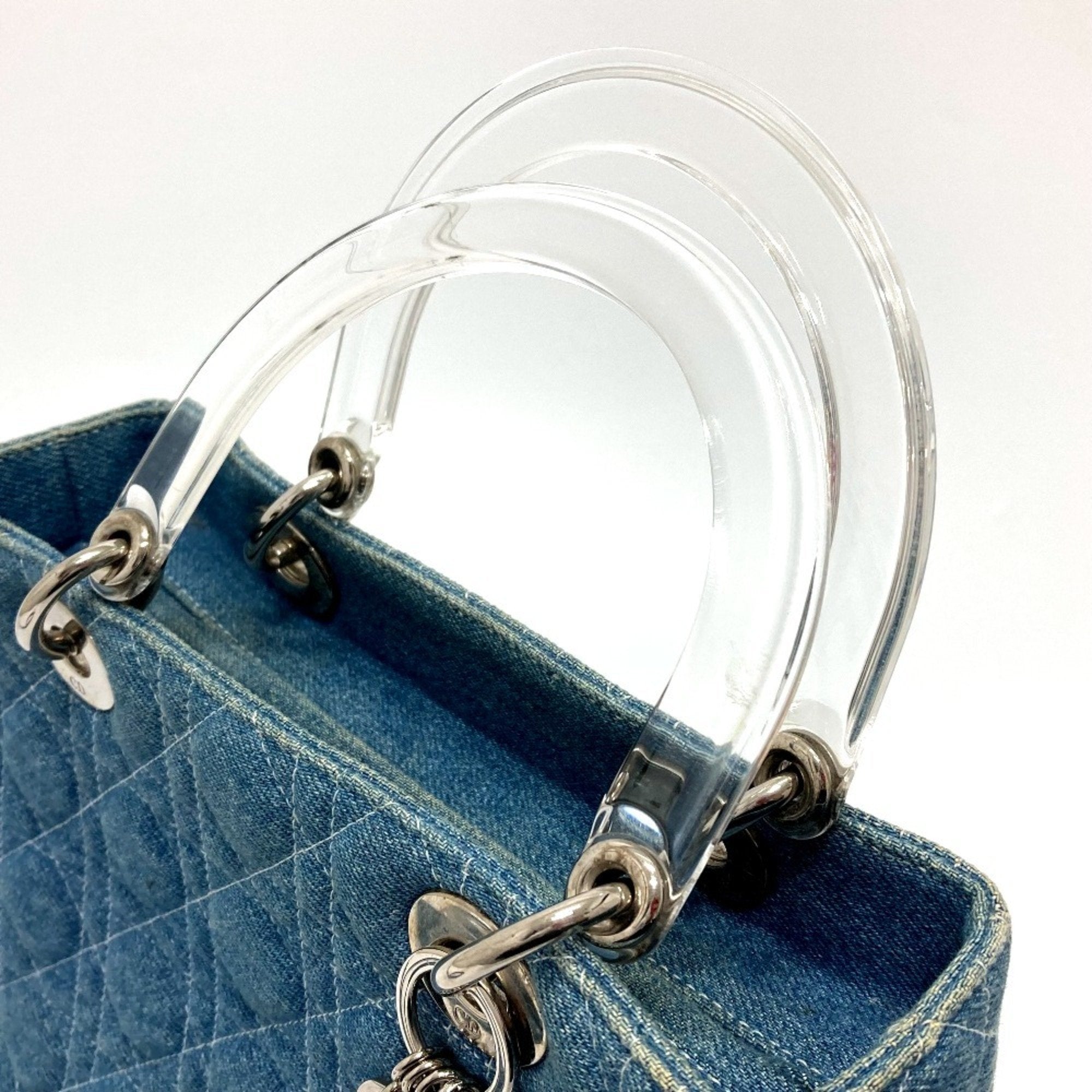 Christian Dior Lady Dior Blue Denim Handbag Shoulder Bag ()