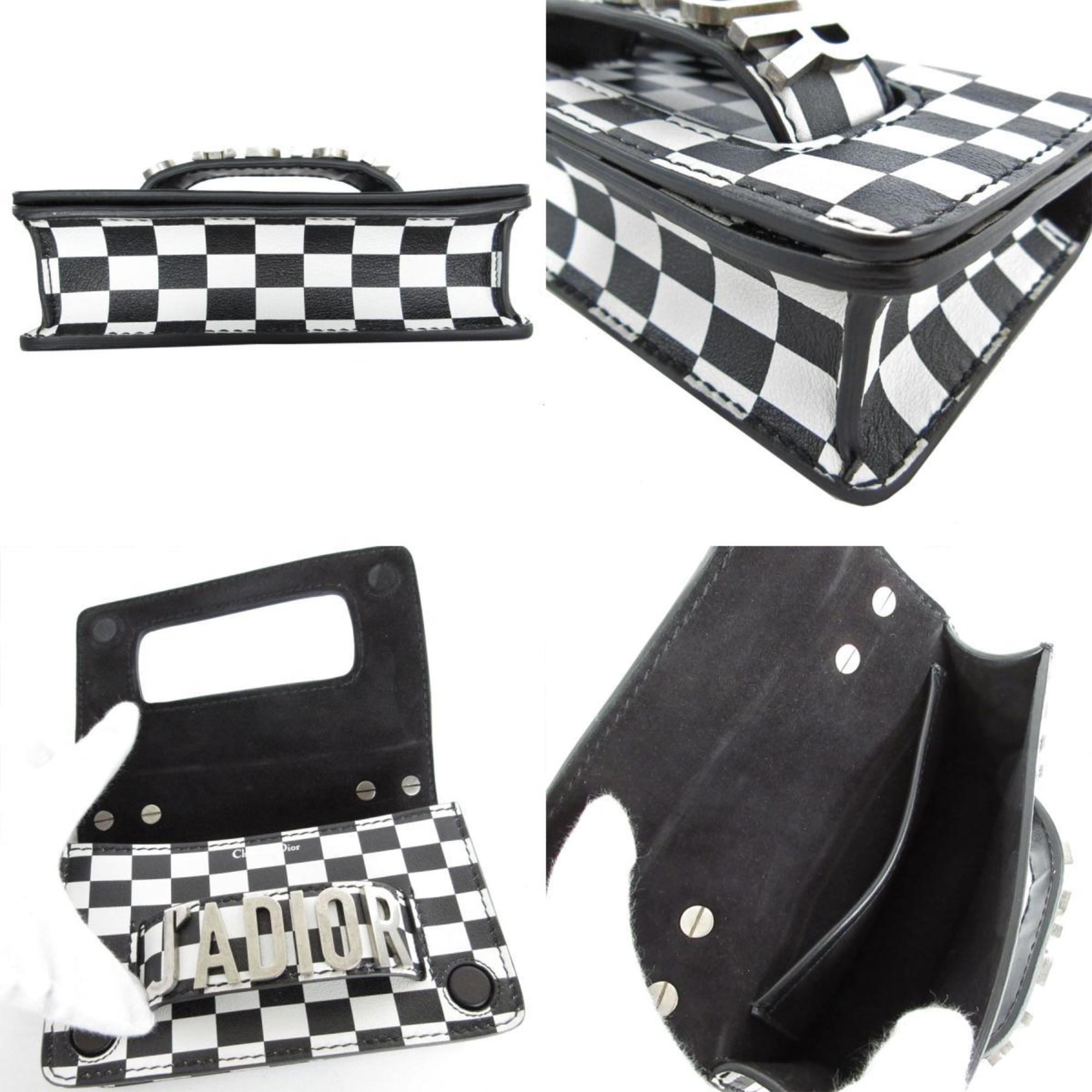Christian Dior Black White Leather Shoulder Bag ()