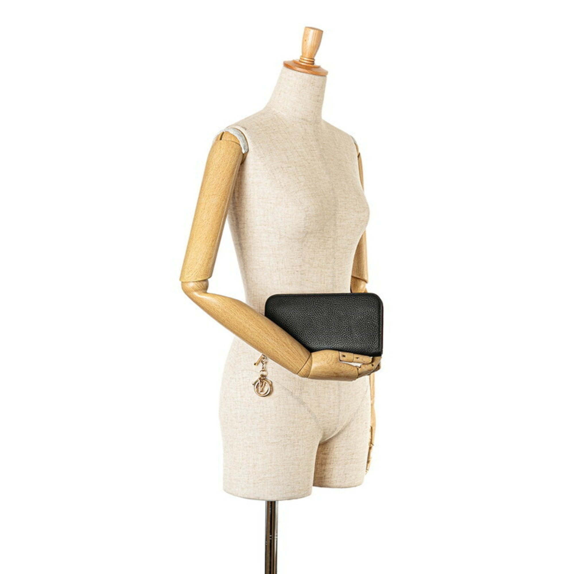Christian Dior Black Purple Leather Long Wallet (Bi-Fold) ()