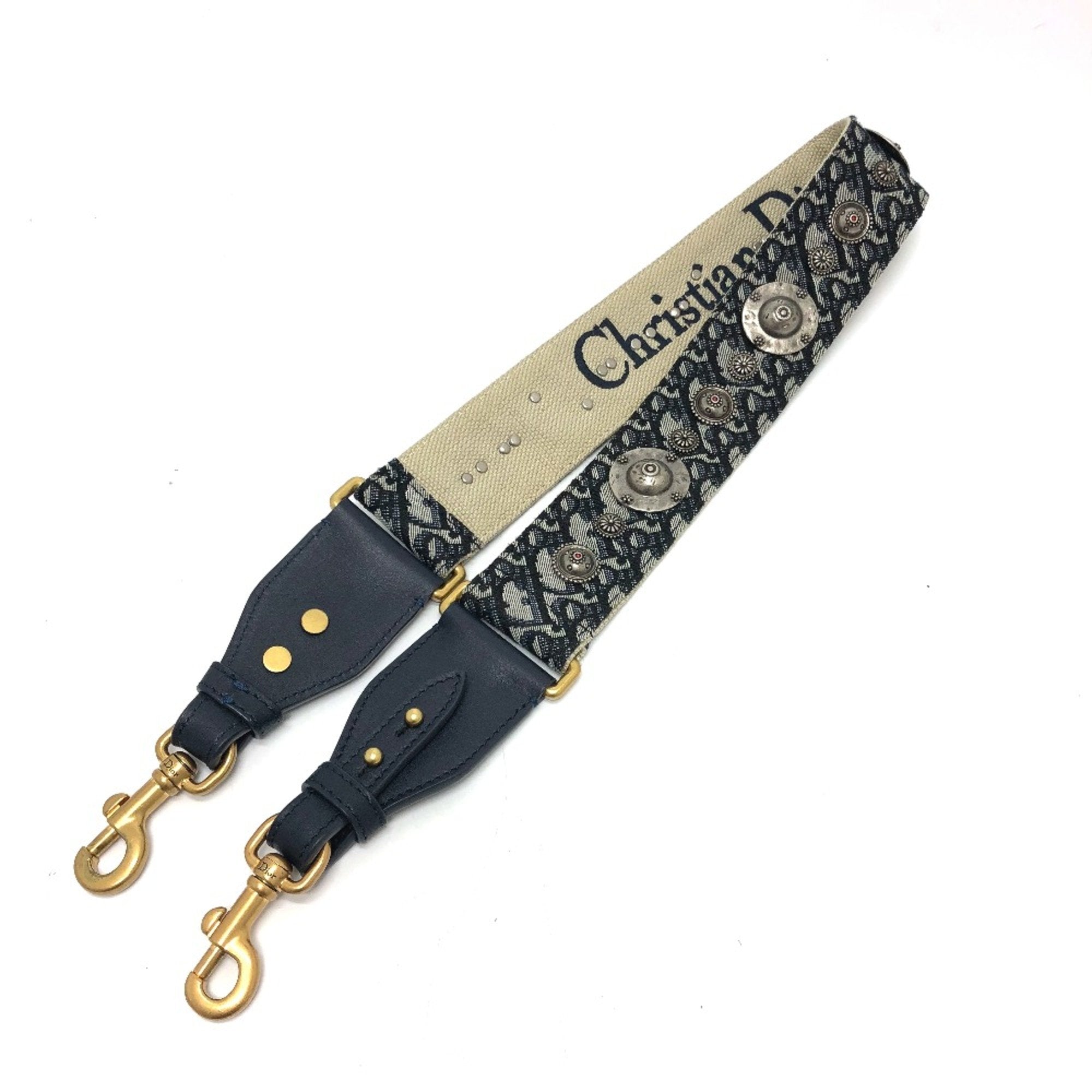 Christian Dior Navy Cloth Chain/Shoulder Wallet ()